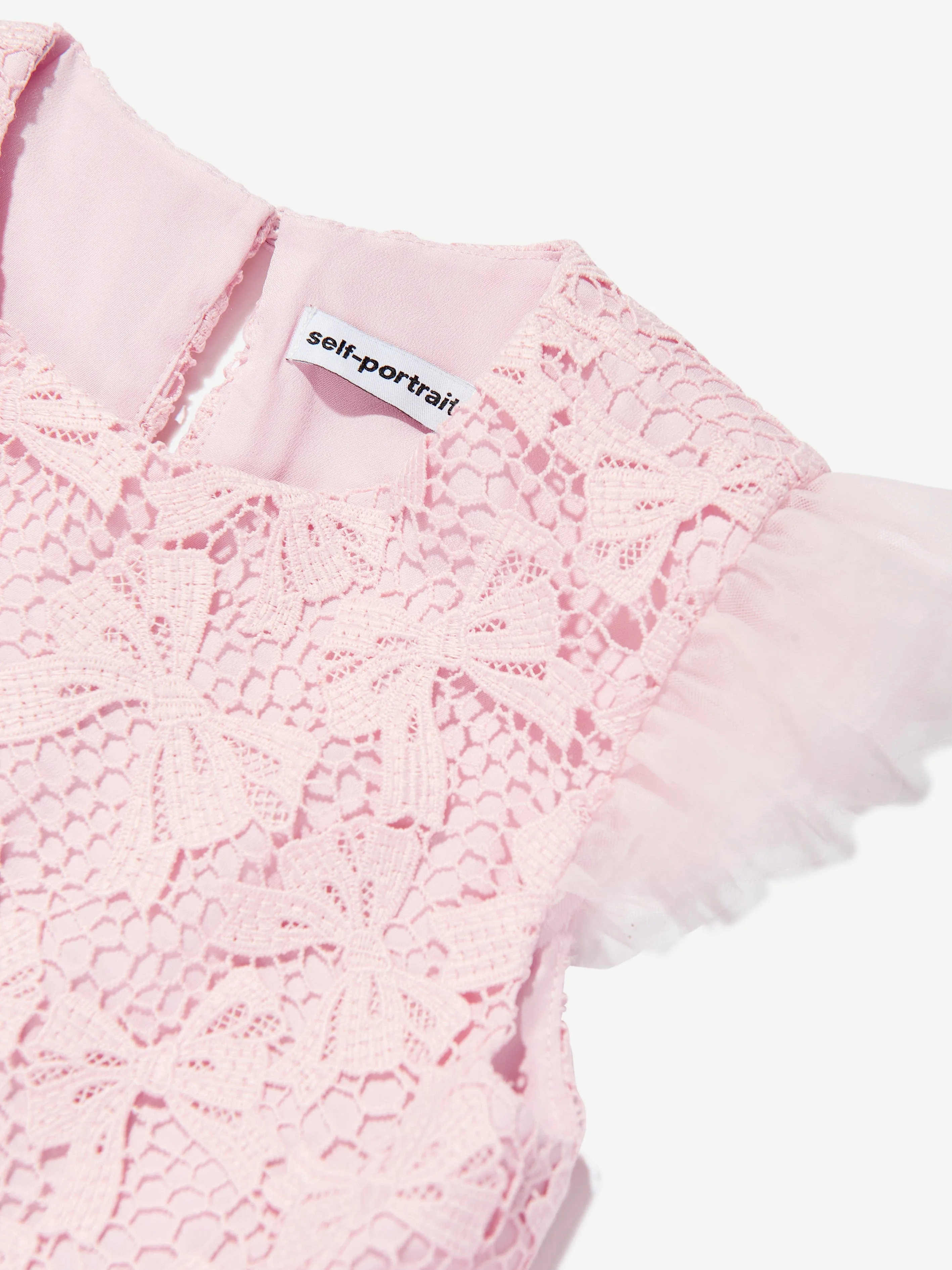 Girls Bow Lace Tiered Dress in Pink