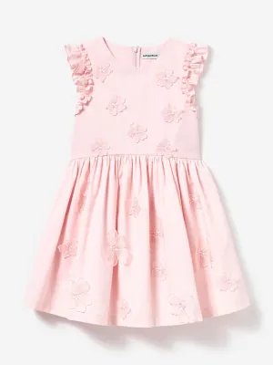 Girls Cotton Flower Dress in Pink
