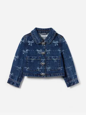 Girls Denim Bow Print Jacket in Blue