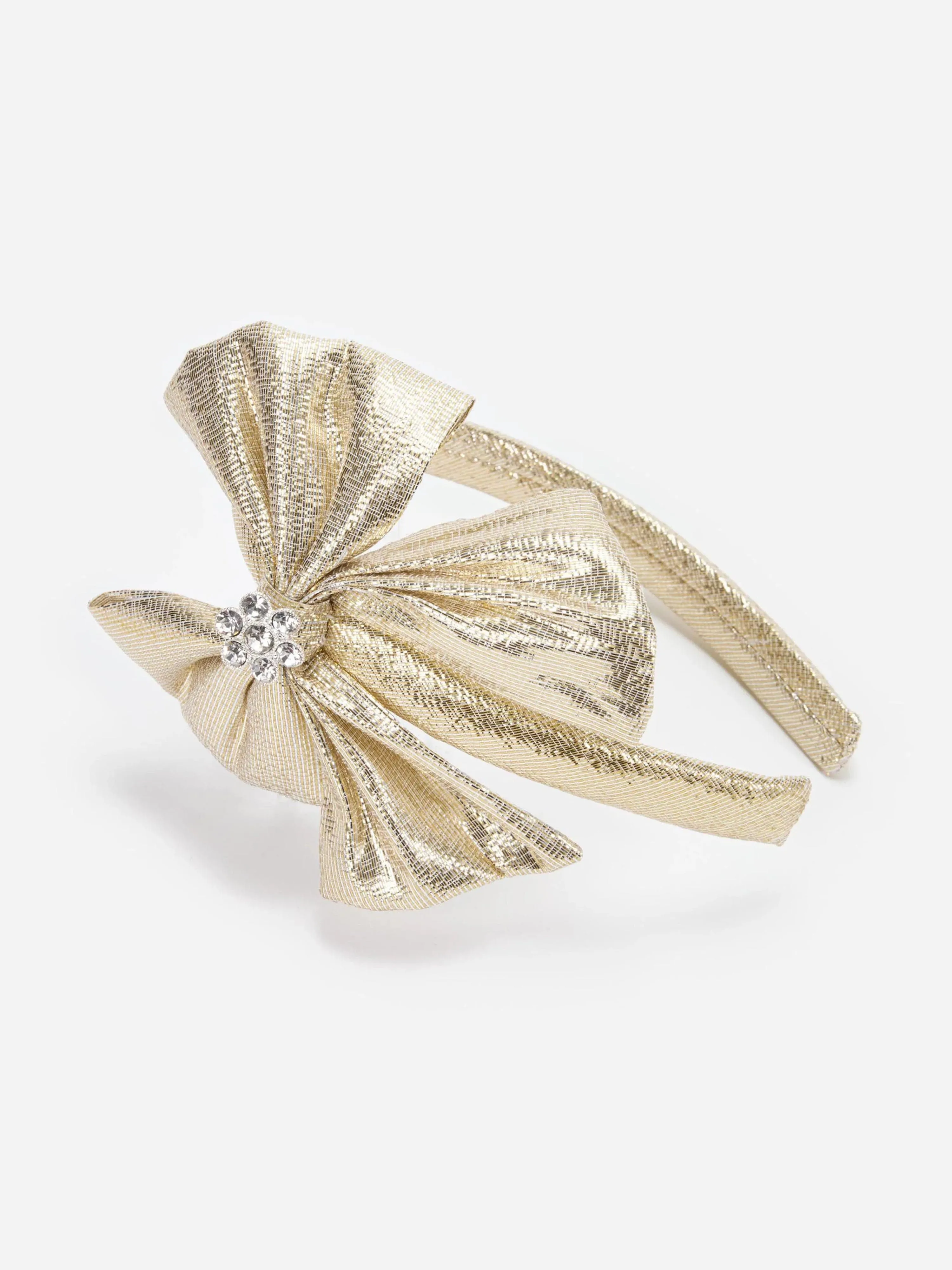 Girls Metallic Bow Headband in Gold