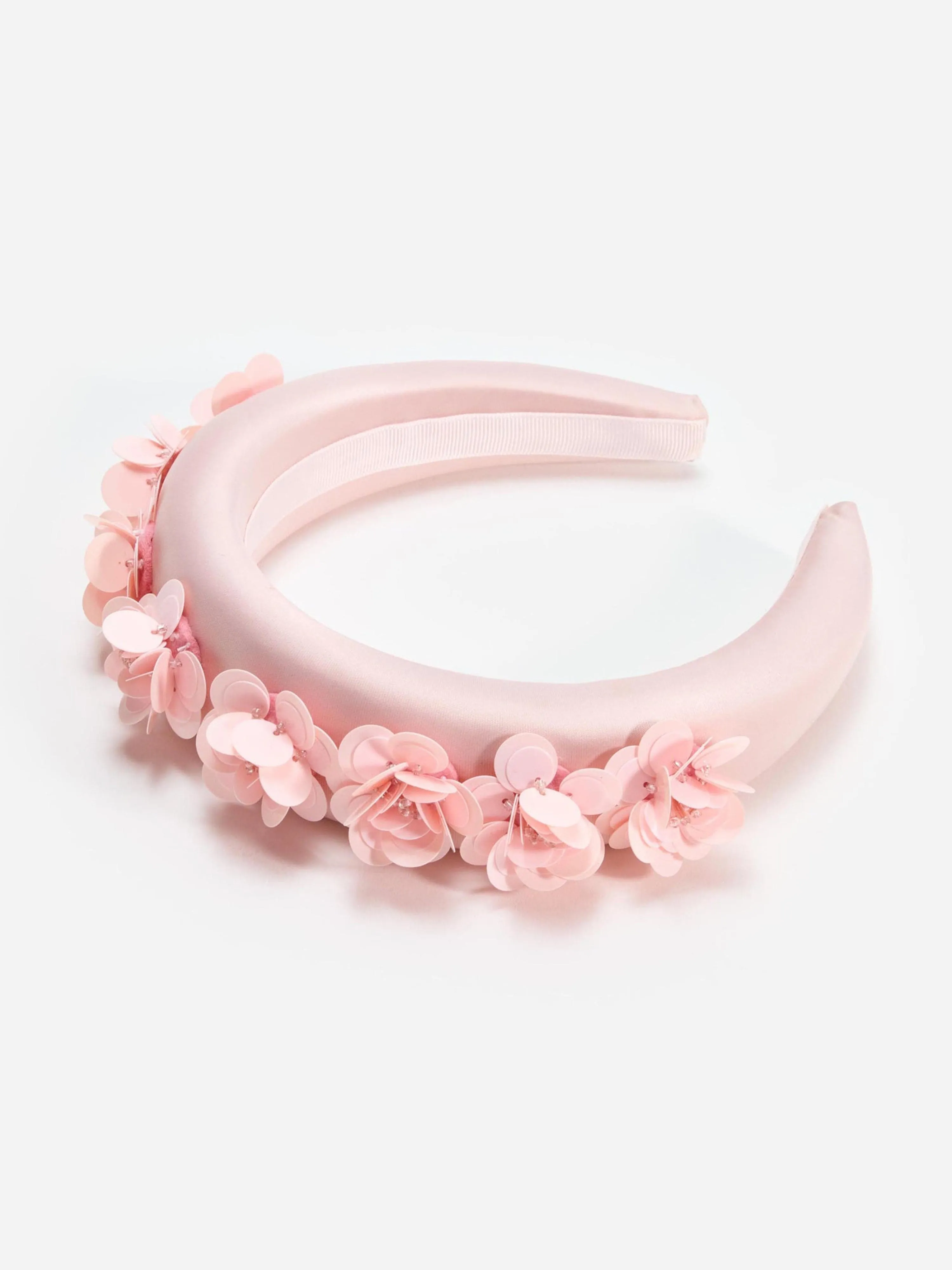 Girls Satin 3D Flower Headband in Pink