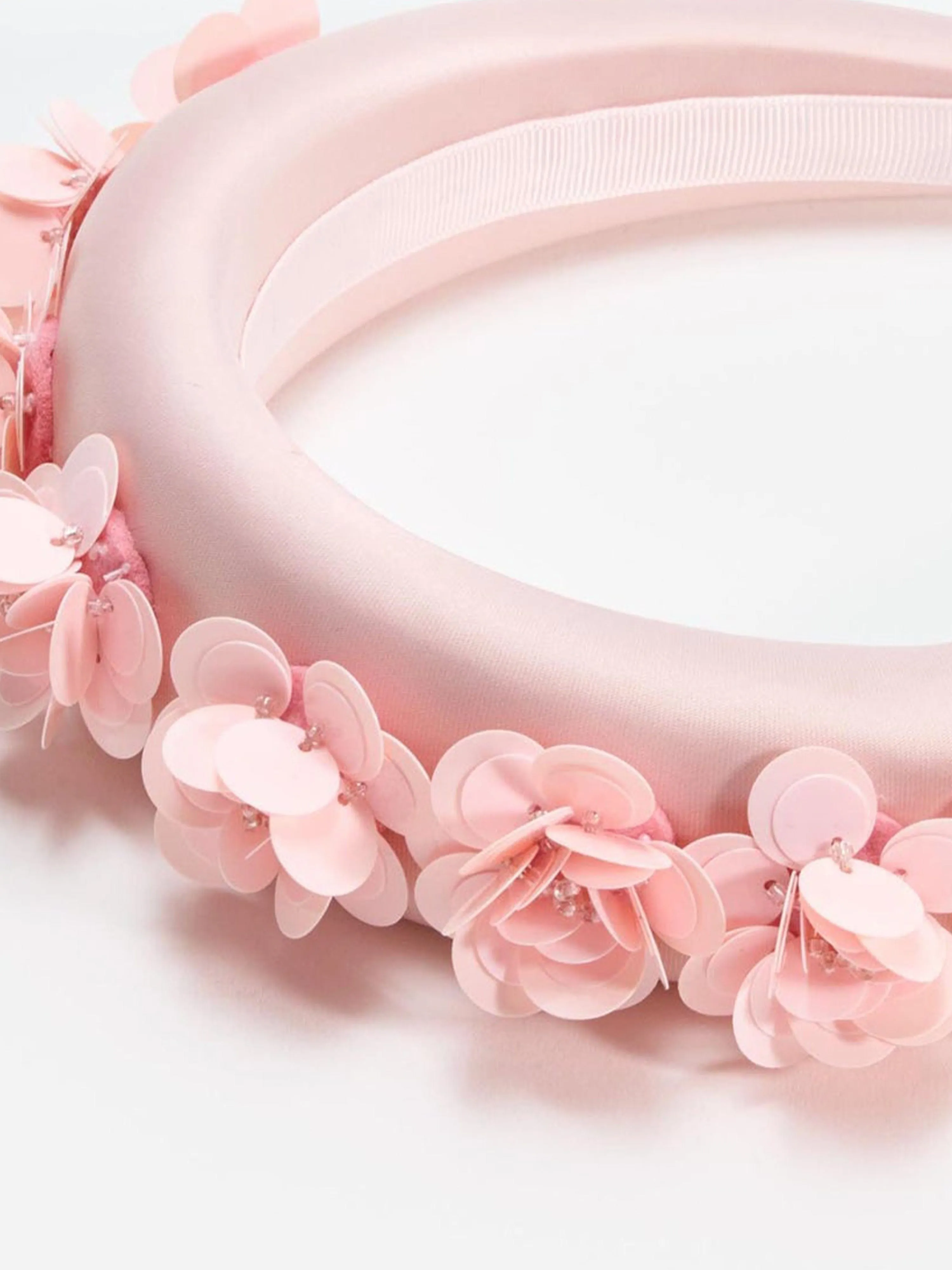 Girls Satin 3D Flower Headband in Pink
