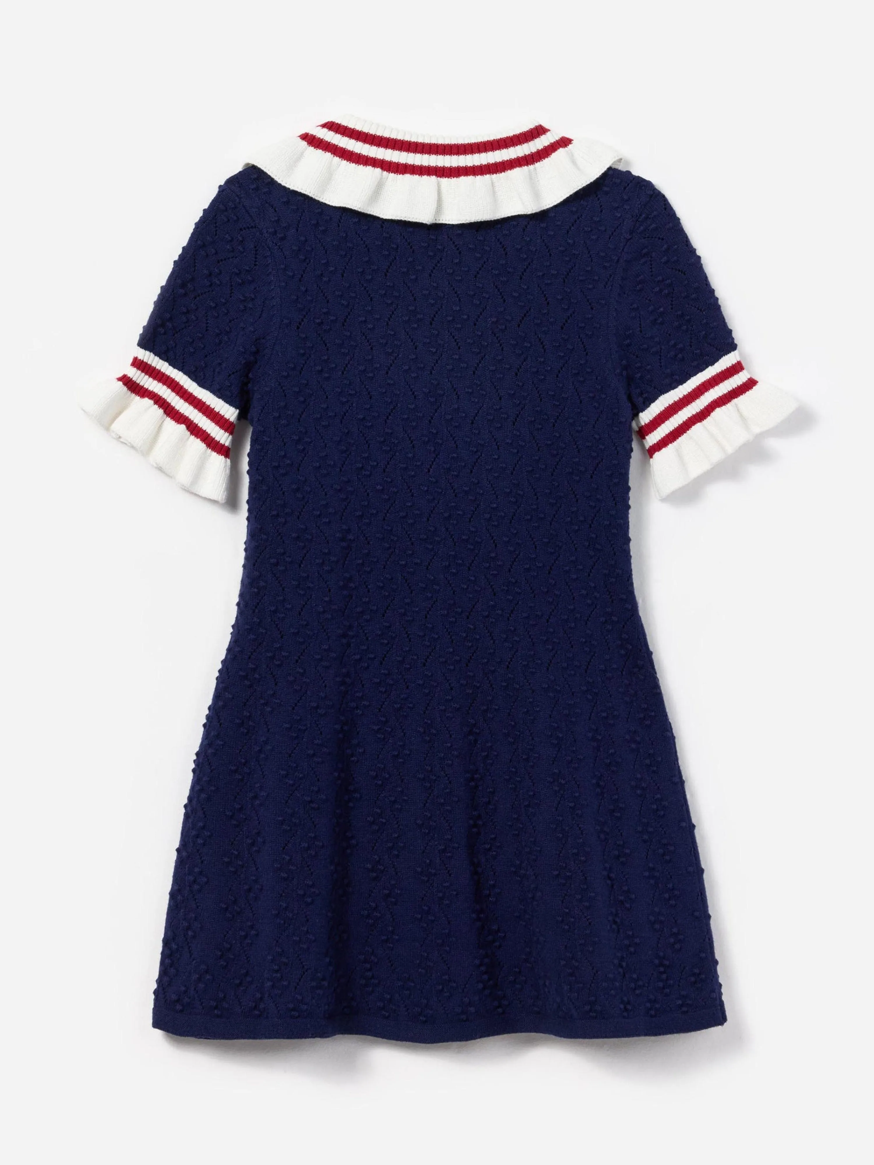 Girls Textured Knit Dress in Navy