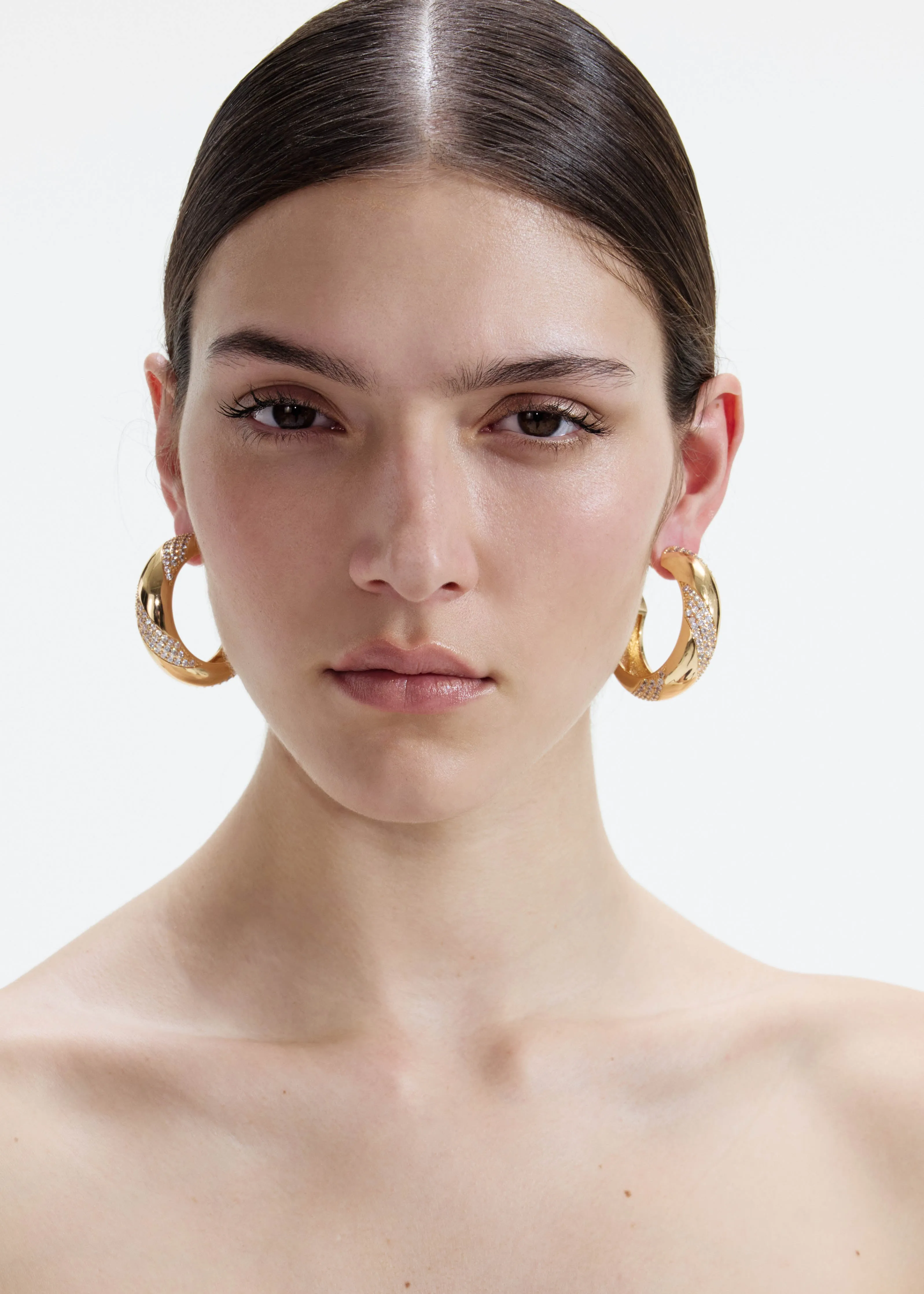 Gold And Crystal Hoop Earrings Self Portrait