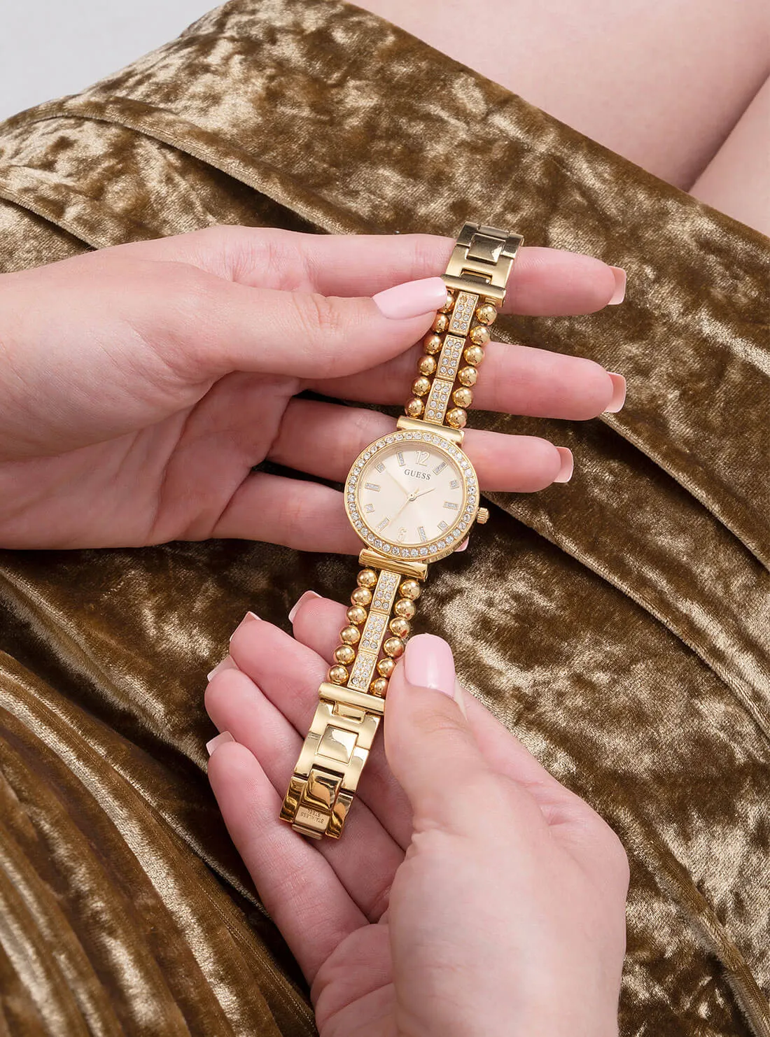 Gold Beaded Glitz Gala Watch Guess