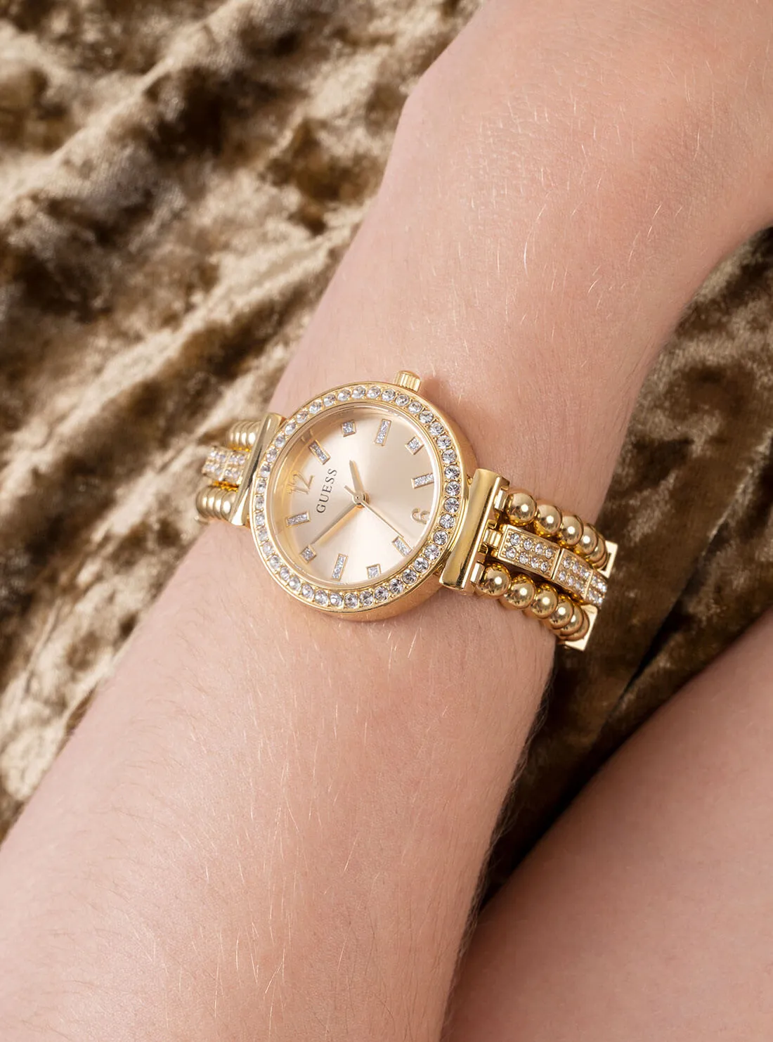 Gold Beaded Glitz Gala Watch Guess