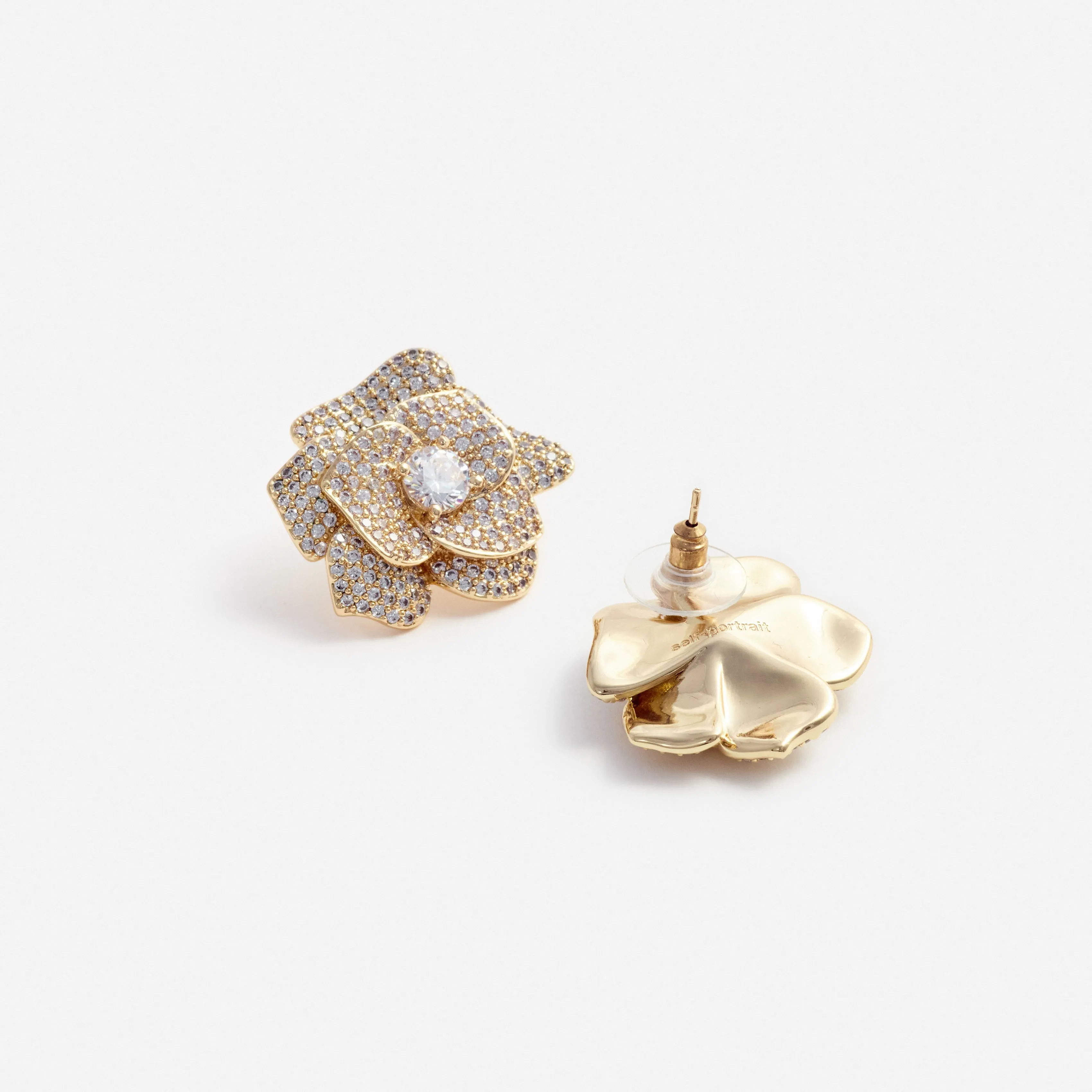 Gold Crystal Flower Earrings Self Portrait