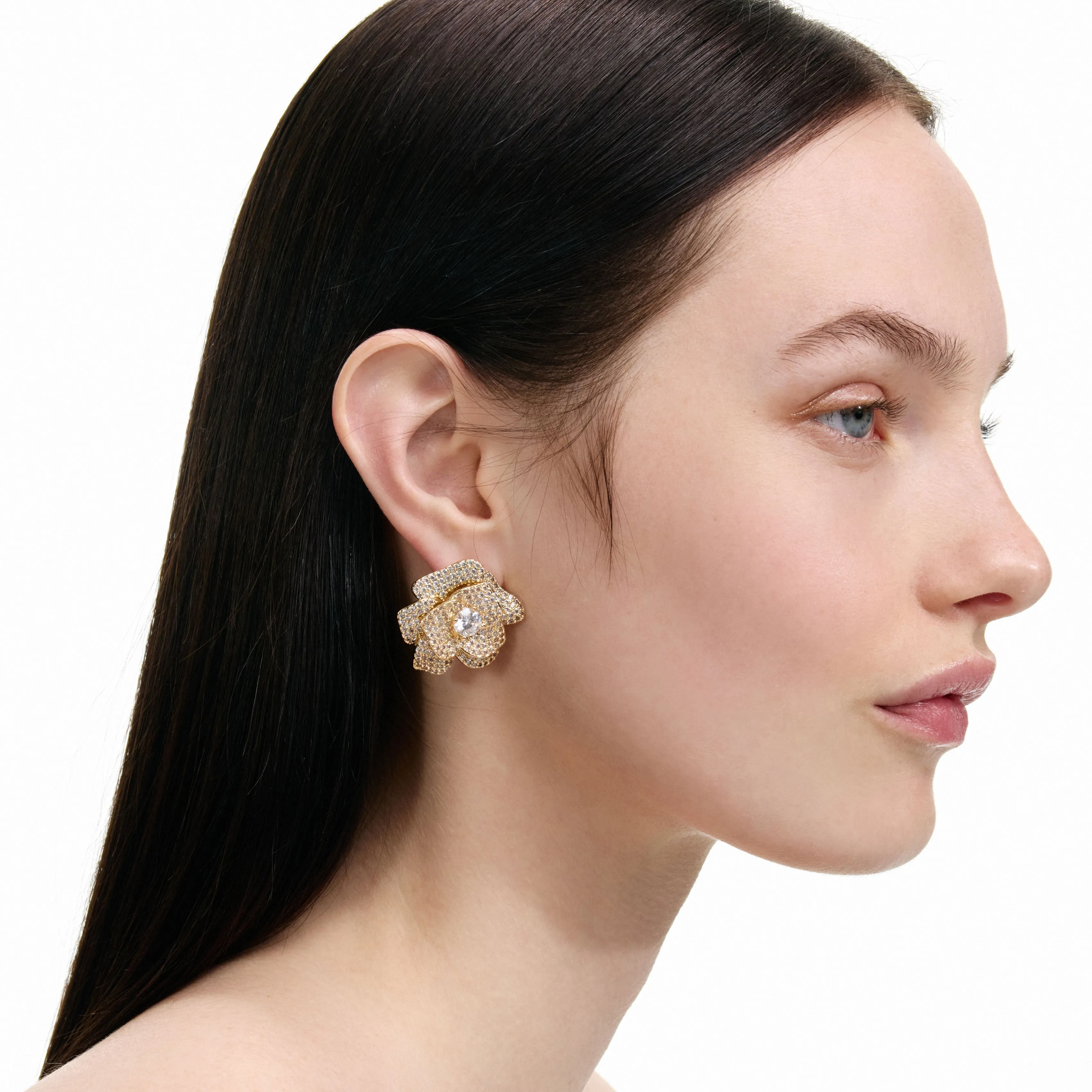 Gold Crystal Flower Earrings Self Portrait