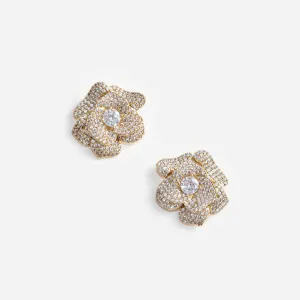 Gold Crystal Flower Earrings Self Portrait