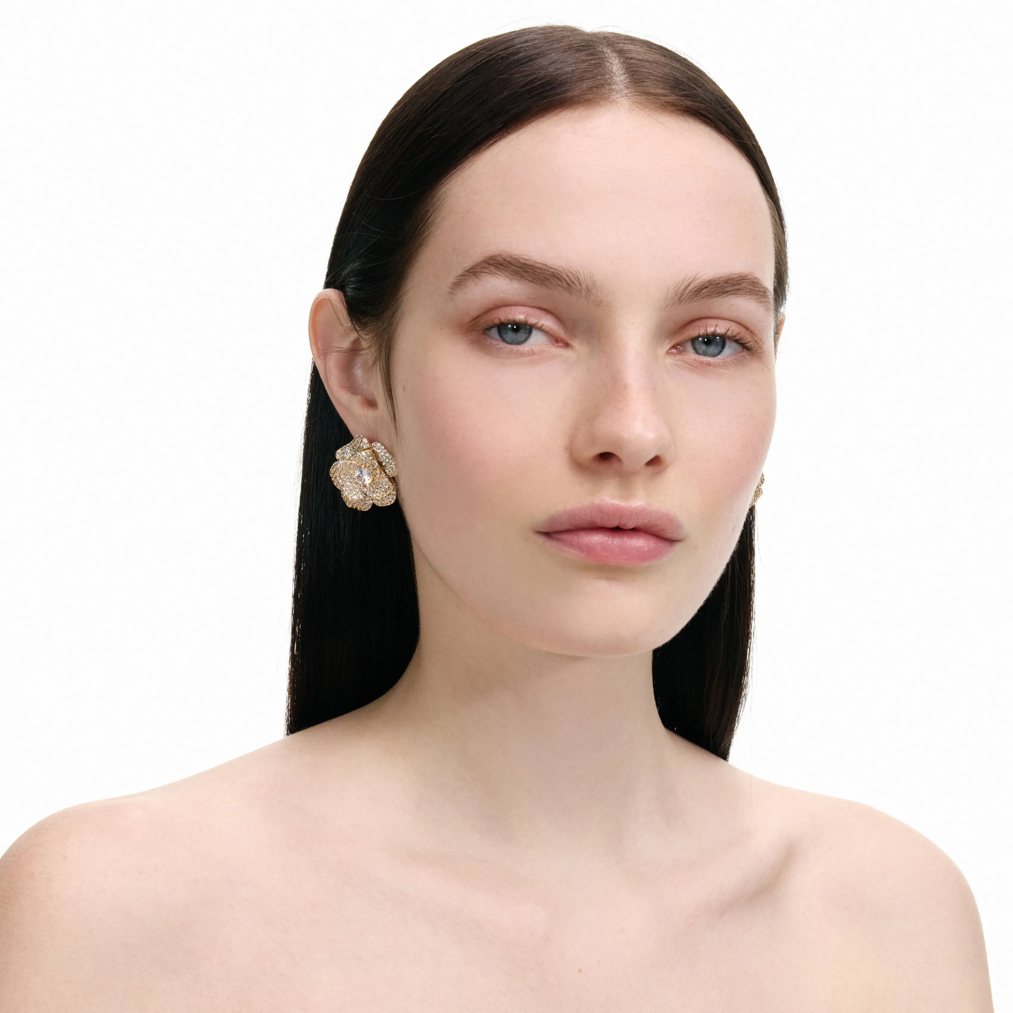 Gold Crystal Flower Earrings Self Portrait