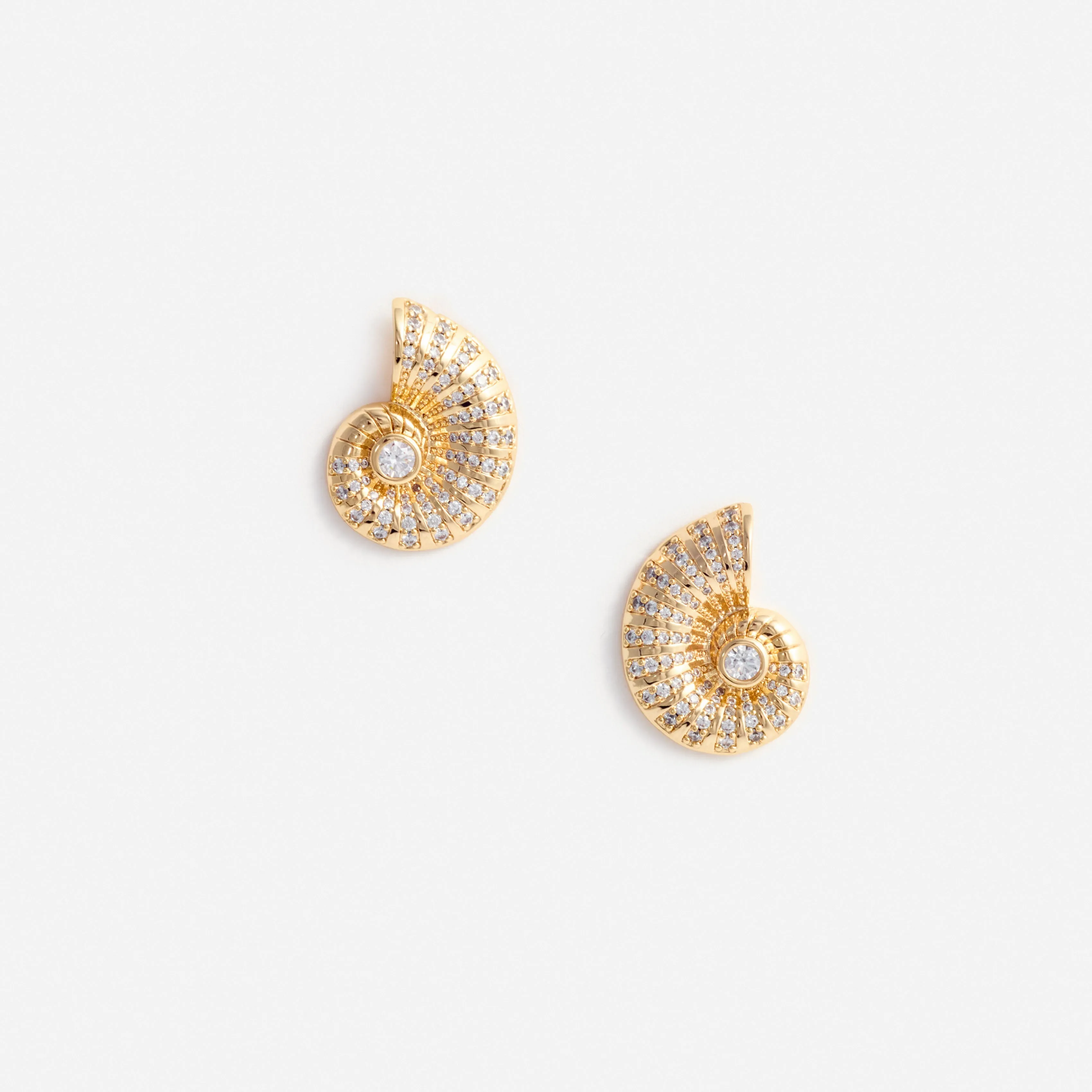 Gold Crystal Shell Earrings Self Portrait