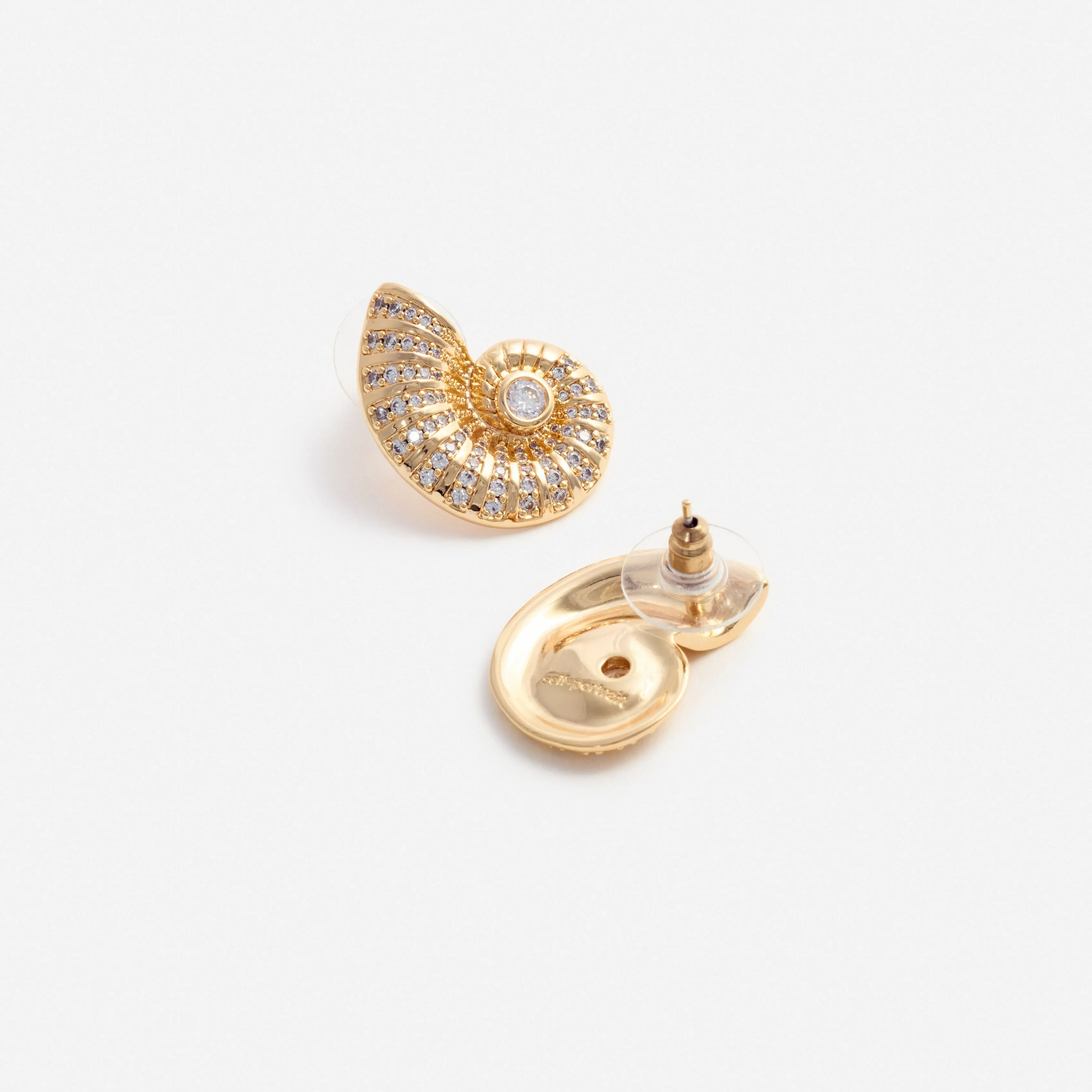 Gold Crystal Shell Earrings Self Portrait