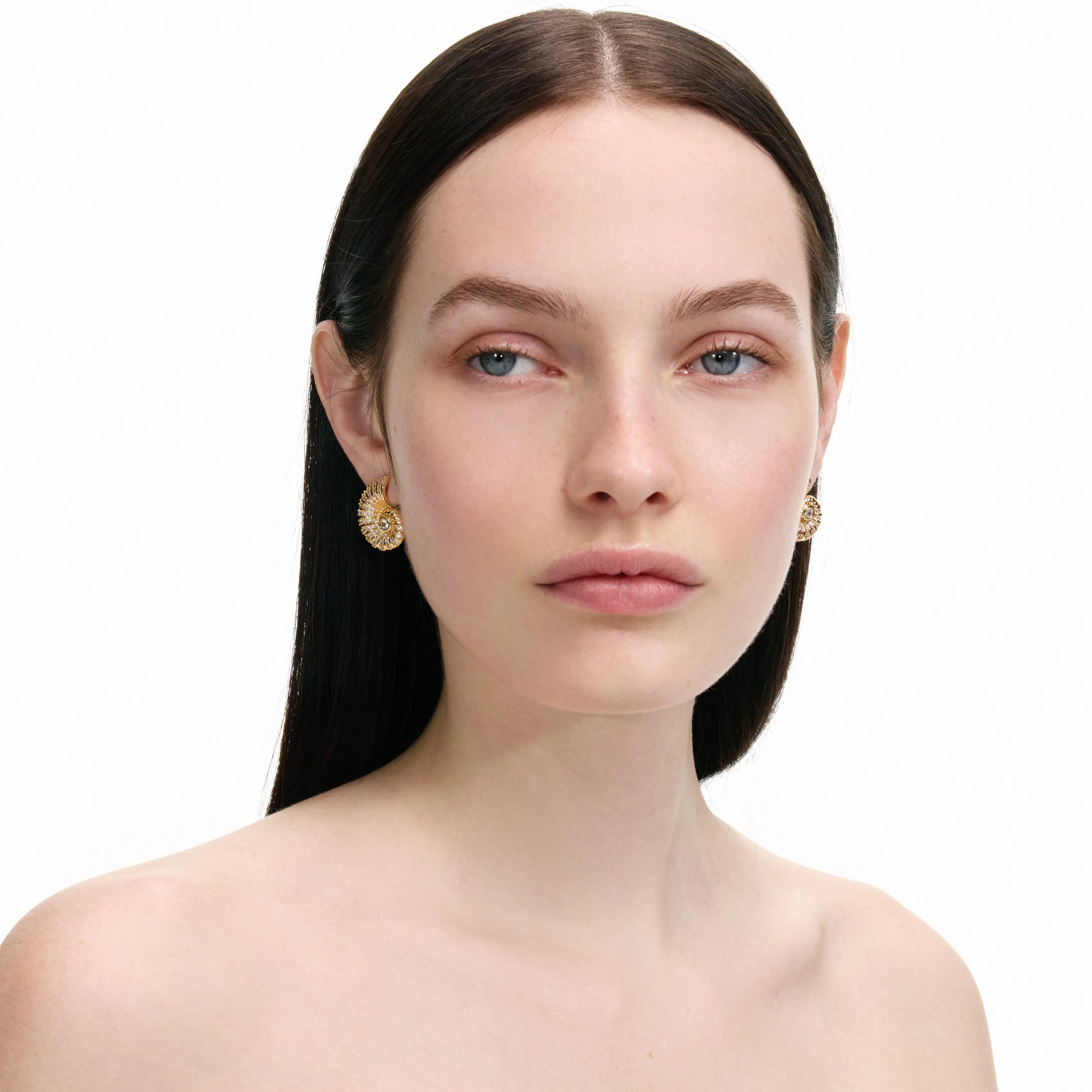 Gold Crystal Shell Earrings Self Portrait
