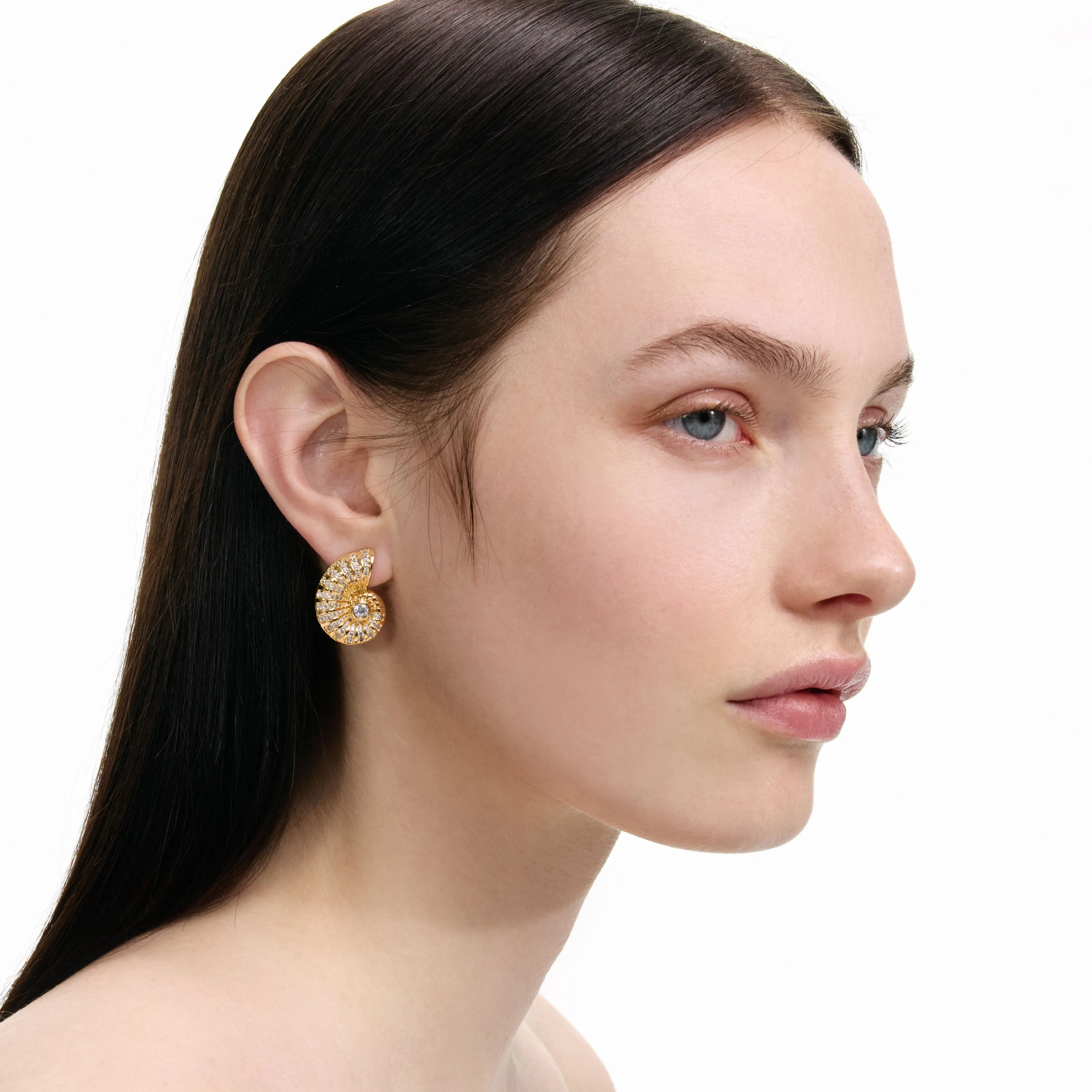 Gold Crystal Shell Earrings Self Portrait