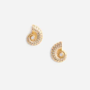 Gold Crystal Shell Earrings Self Portrait