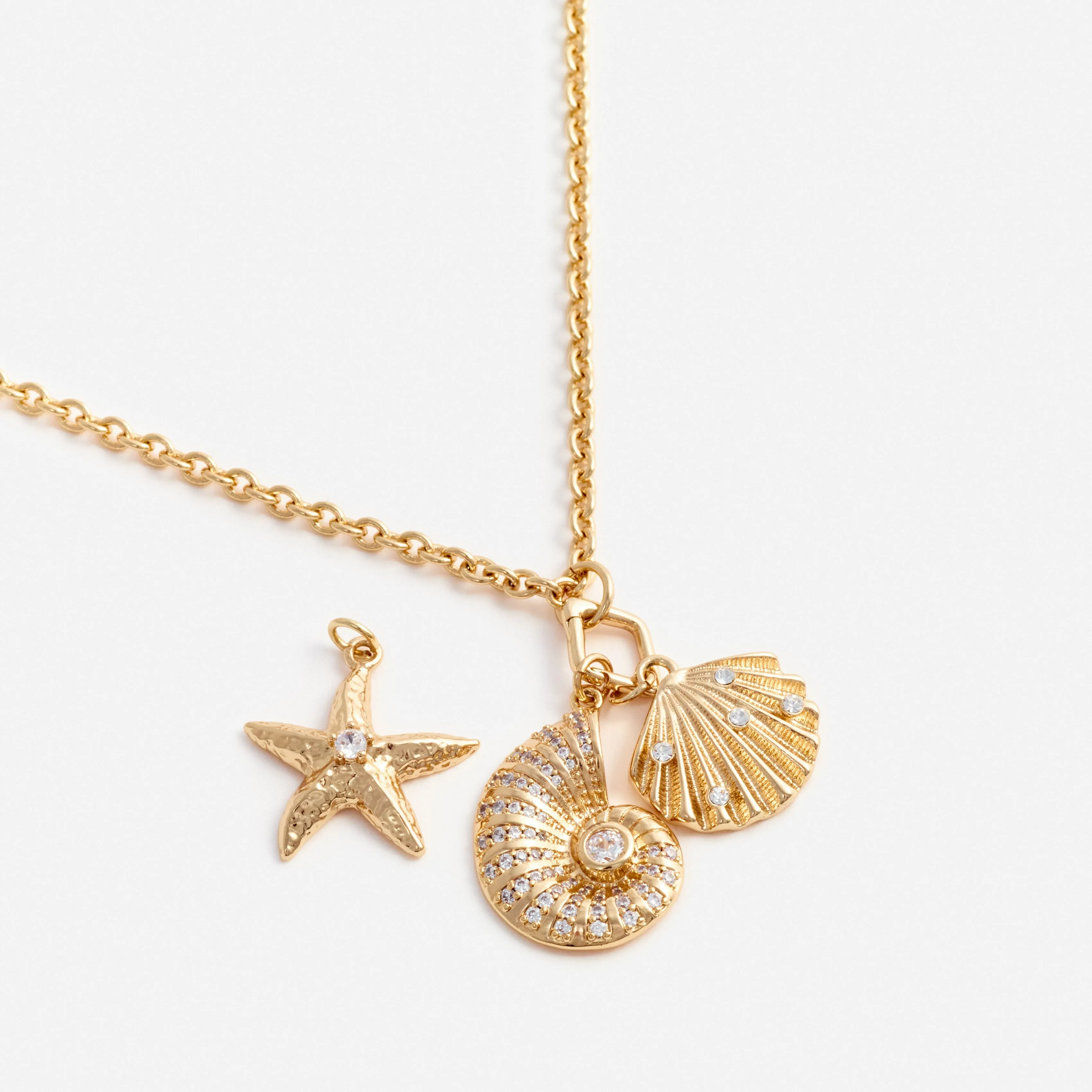 Gold Multi Charm Necklace Self Portrait