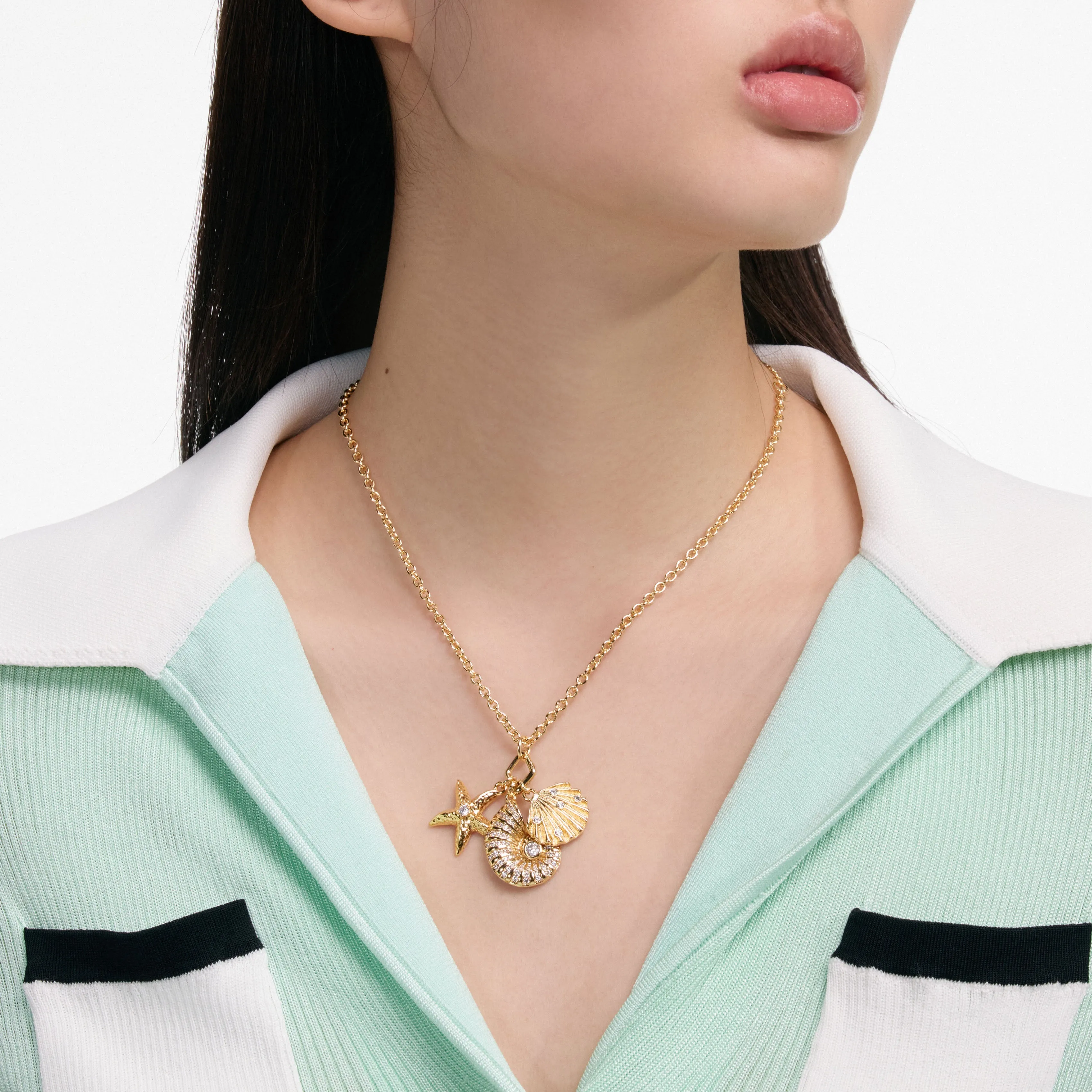 Gold Multi Charm Necklace Self Portrait