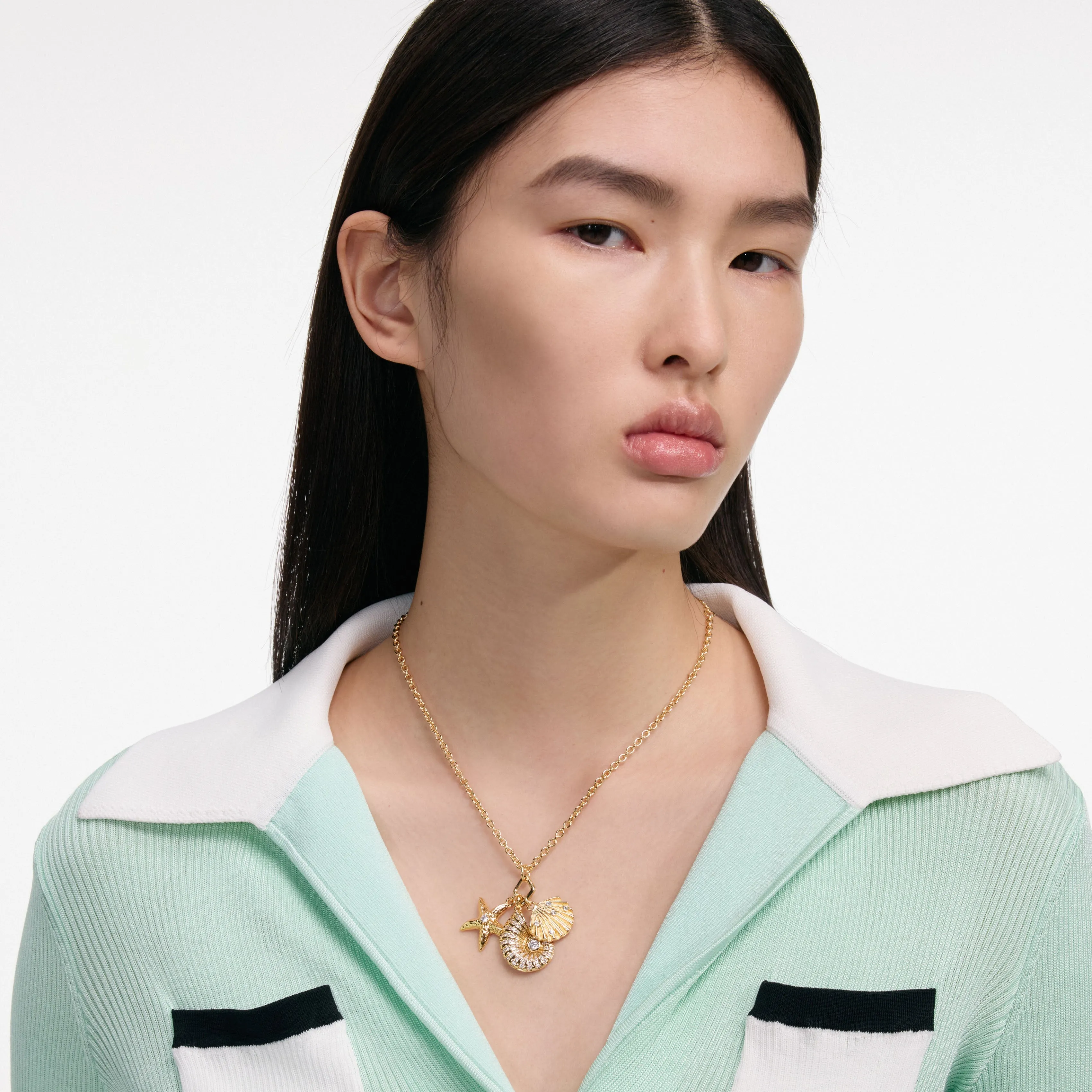 Gold Multi Charm Necklace Self Portrait