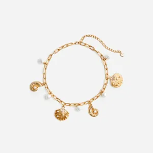 Gold Pearl Shell Charm Necklace Self Portrait