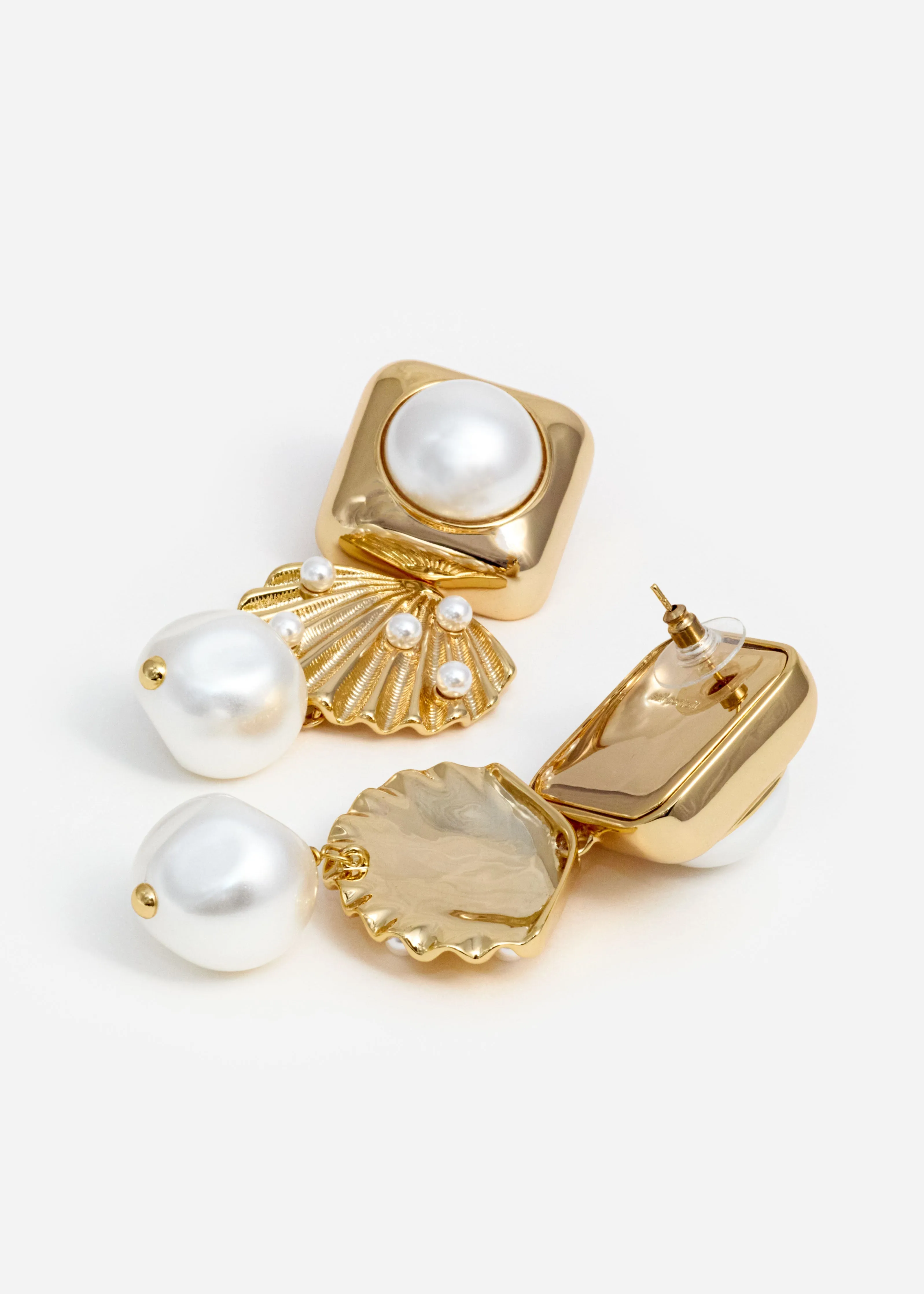 Gold Pearl Shell Earrings Self Portrait