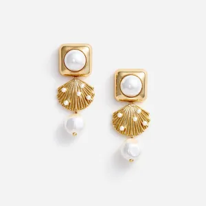 Gold Pearl Shell Earrings Self Portrait