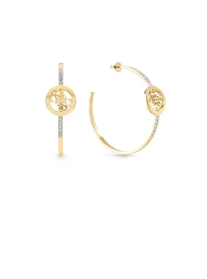 Gold Quattro G Logo Hoop Earrings Guess