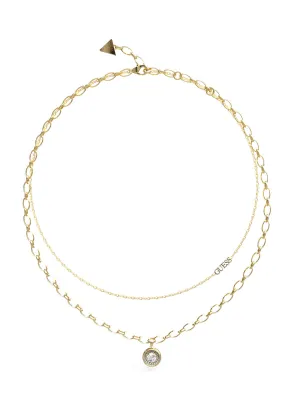 Gold Unique Solitaire Necklace Guess