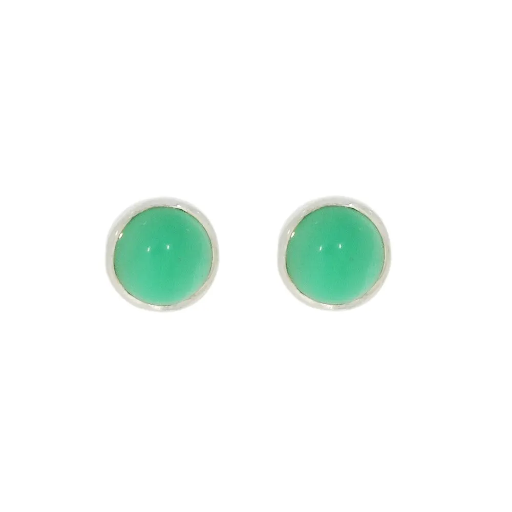Green Agate Sterling Silver Stud Earrings