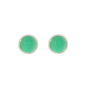 Green Agate Sterling Silver Stud Earrings