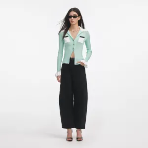 Green Ribbed Viscose Knit Top Self Portrait