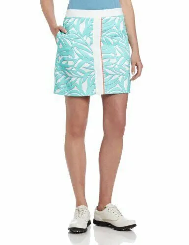 Greg Norman Golf Skort, Light teal tropical pattern