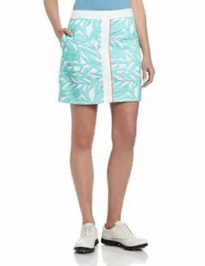 Greg Norman Golf Skort, Light teal tropical pattern
