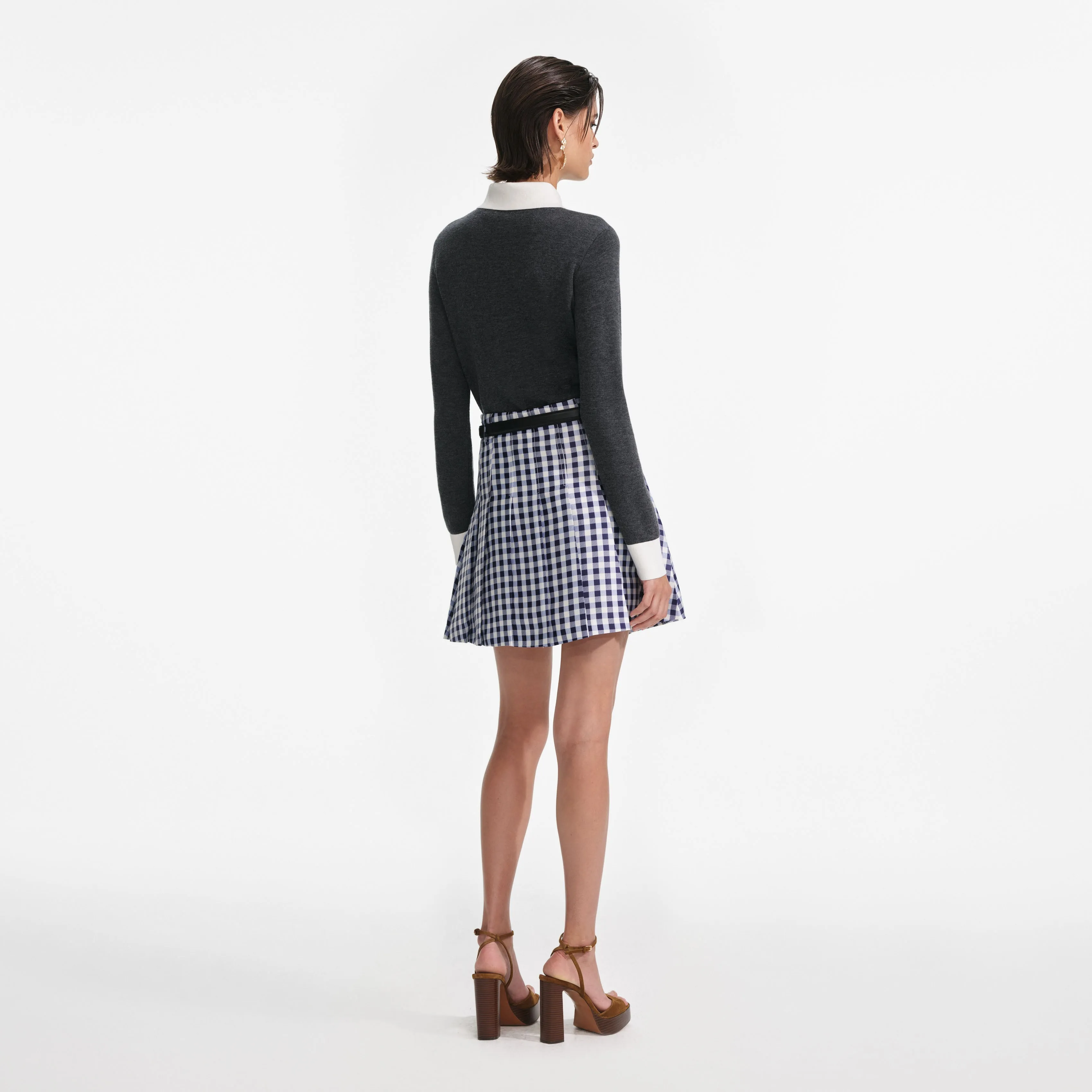 Grey Contrast Collar Cardigan Self Portrait