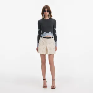 Grey Contrast Lace Jumper Self Portrait
