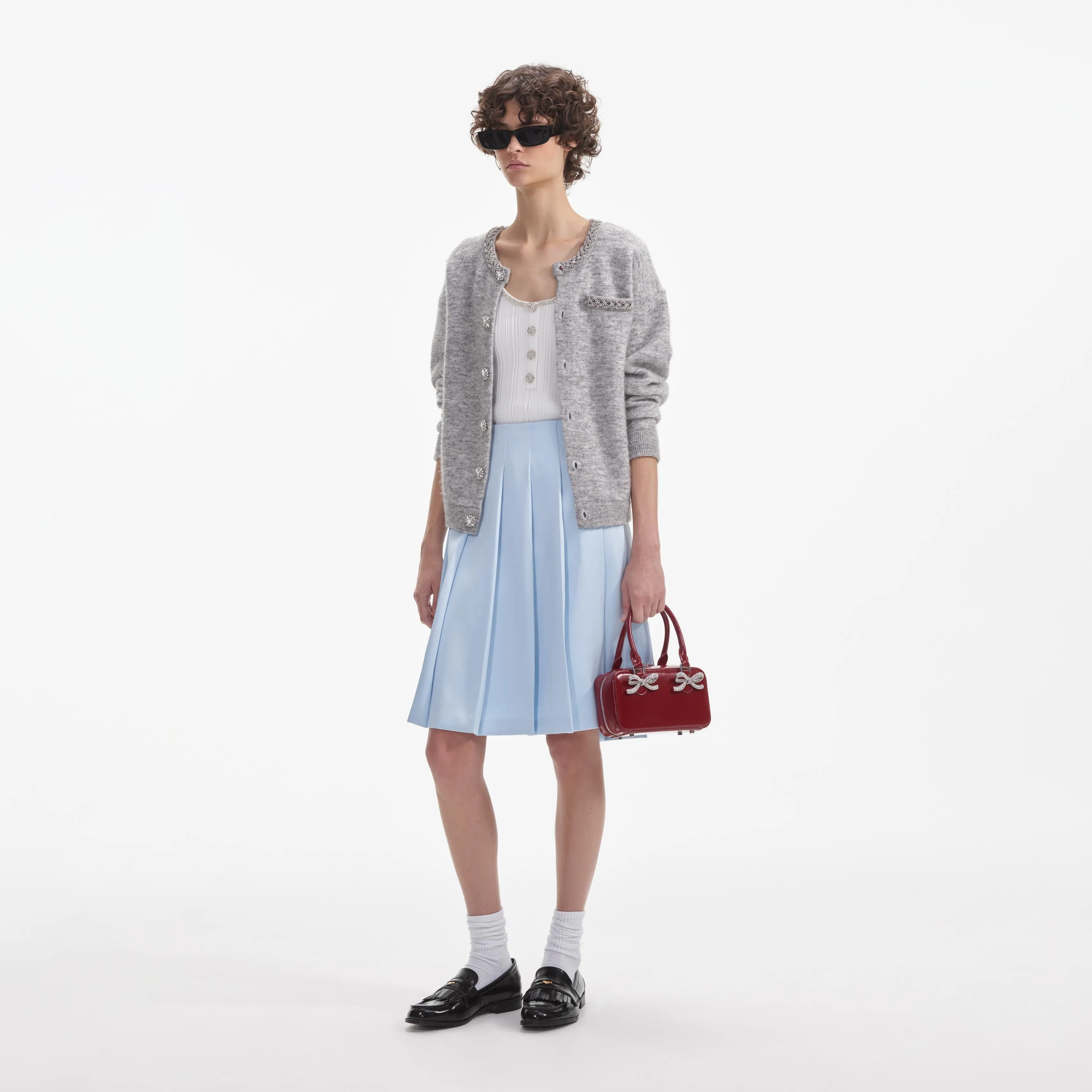Grey Melange Cardigan Self Portrait