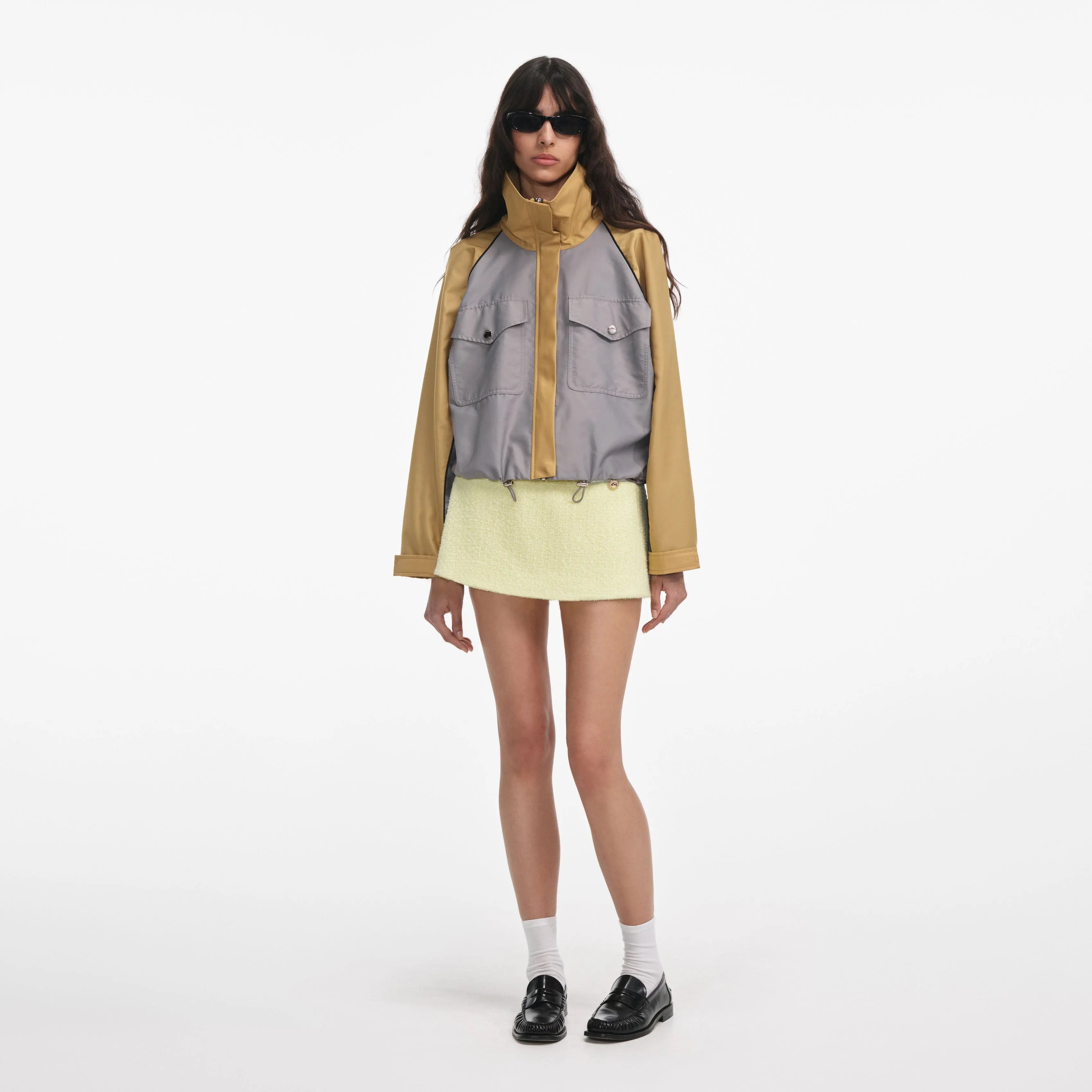 Grey Nylon Cropped Windbreaker Self Portrait