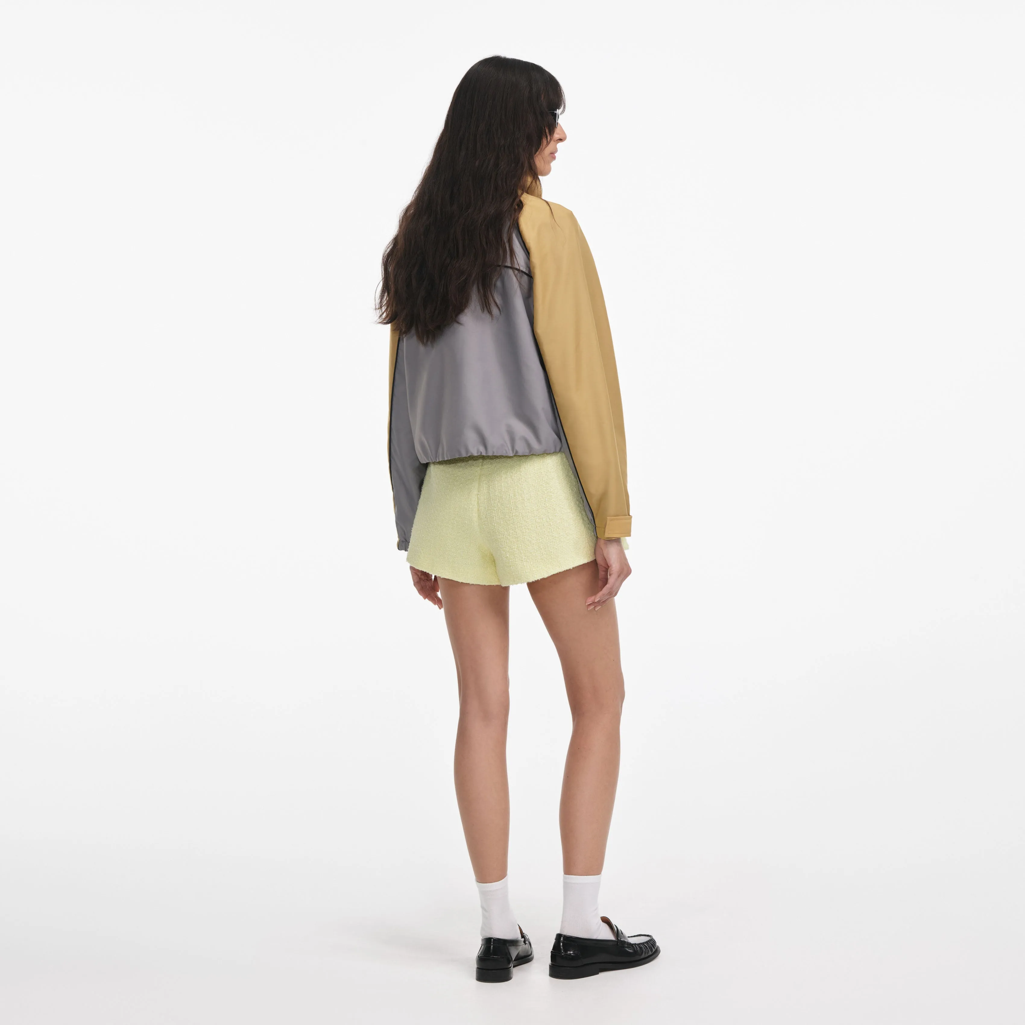 Grey Nylon Cropped Windbreaker Self Portrait