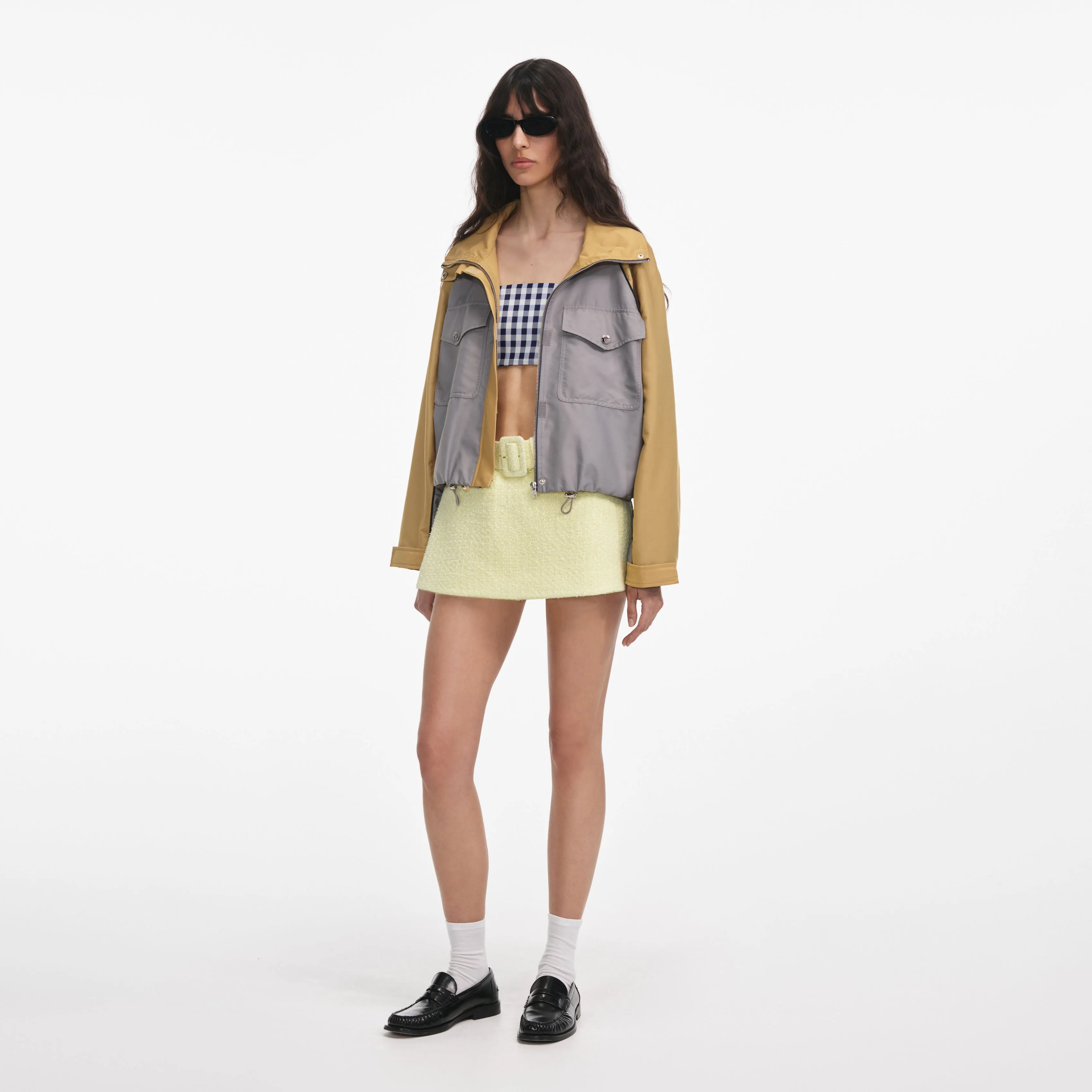 Grey Nylon Cropped Windbreaker Self Portrait