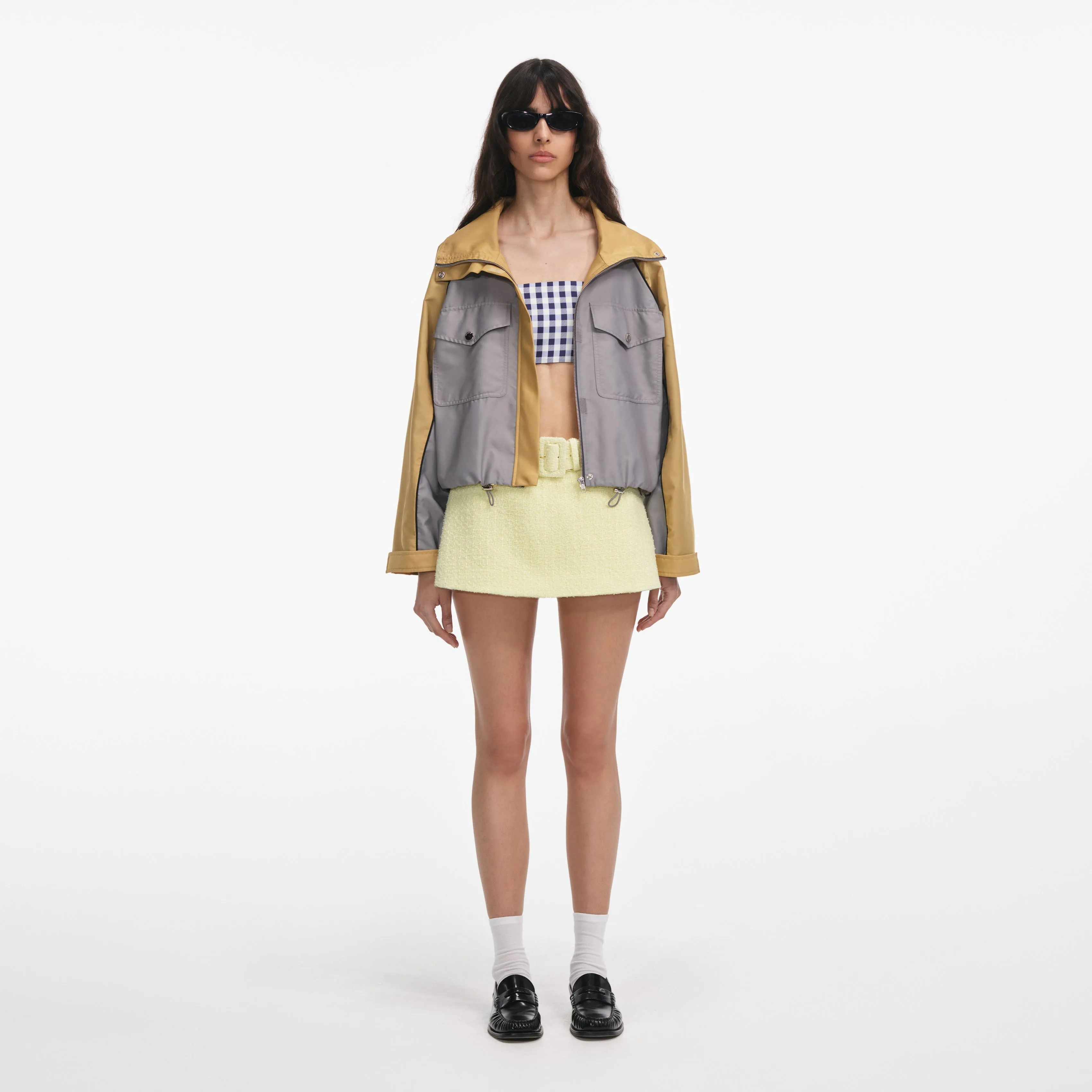 Grey Nylon Cropped Windbreaker Self Portrait