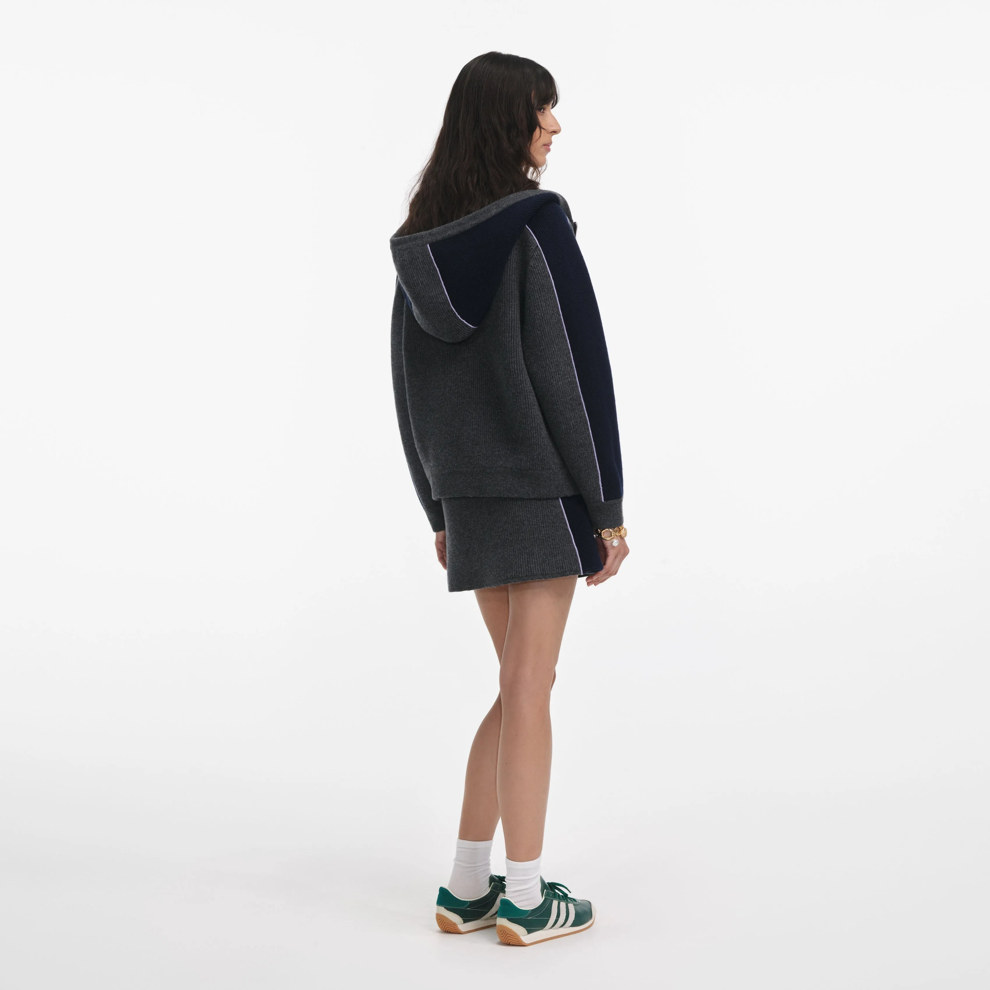 Grey Ribbed Knit Mini Skirt Self Portrait