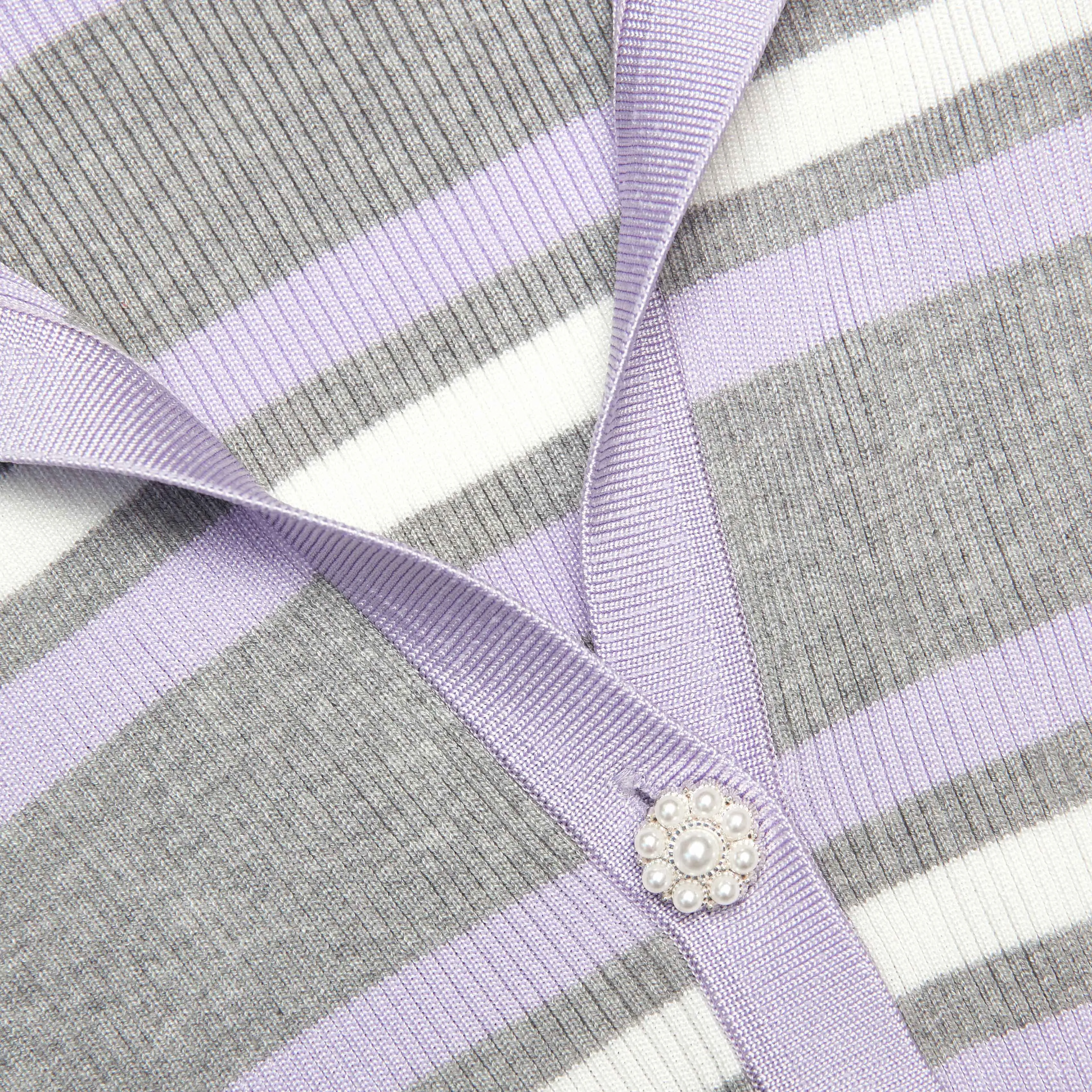 Grey Stripe Rib Knit Top Self Portrait