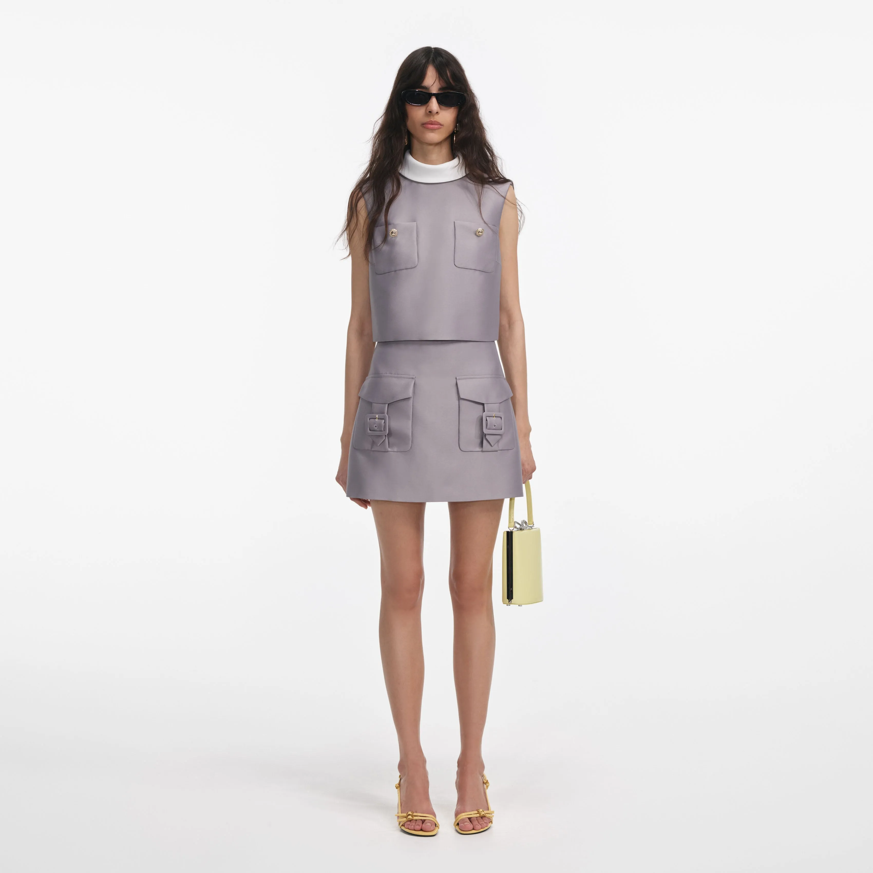 Grey Taffeta Mini Skirt Self Portrait