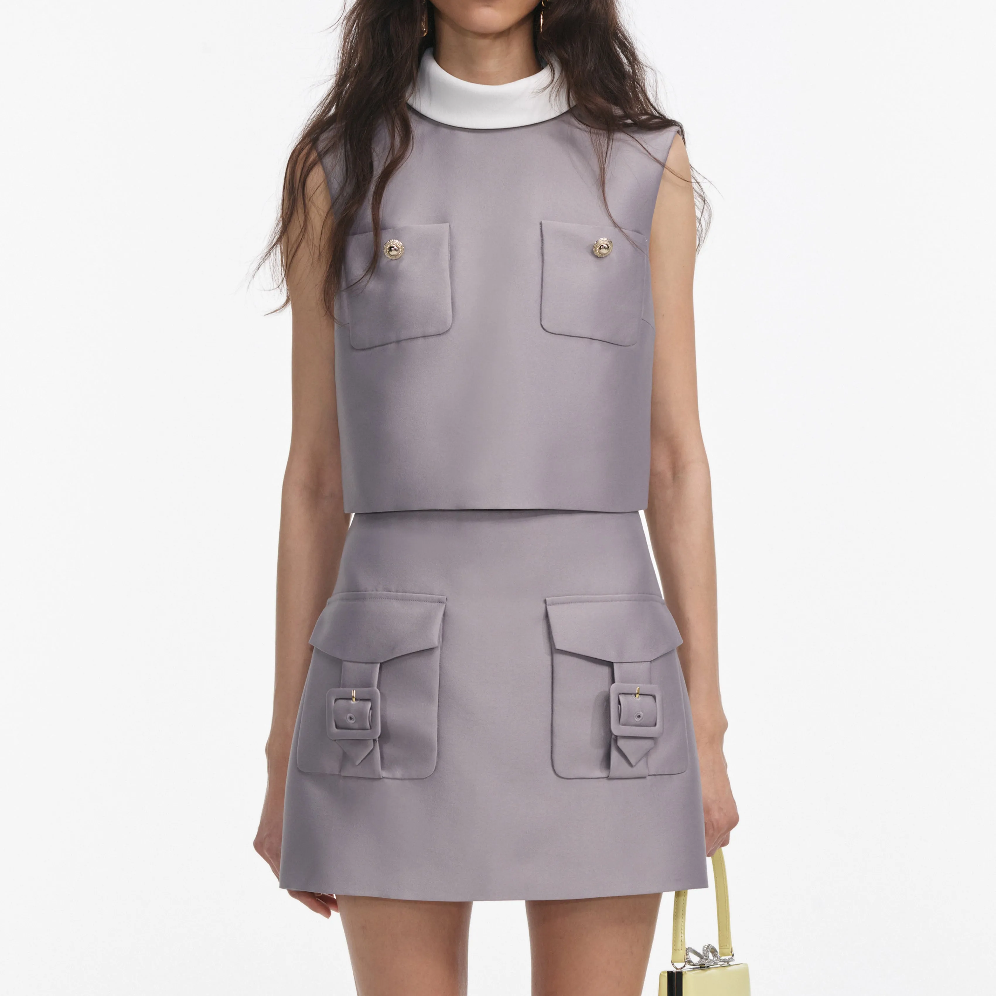 Grey Taffeta Mini Skirt Self Portrait