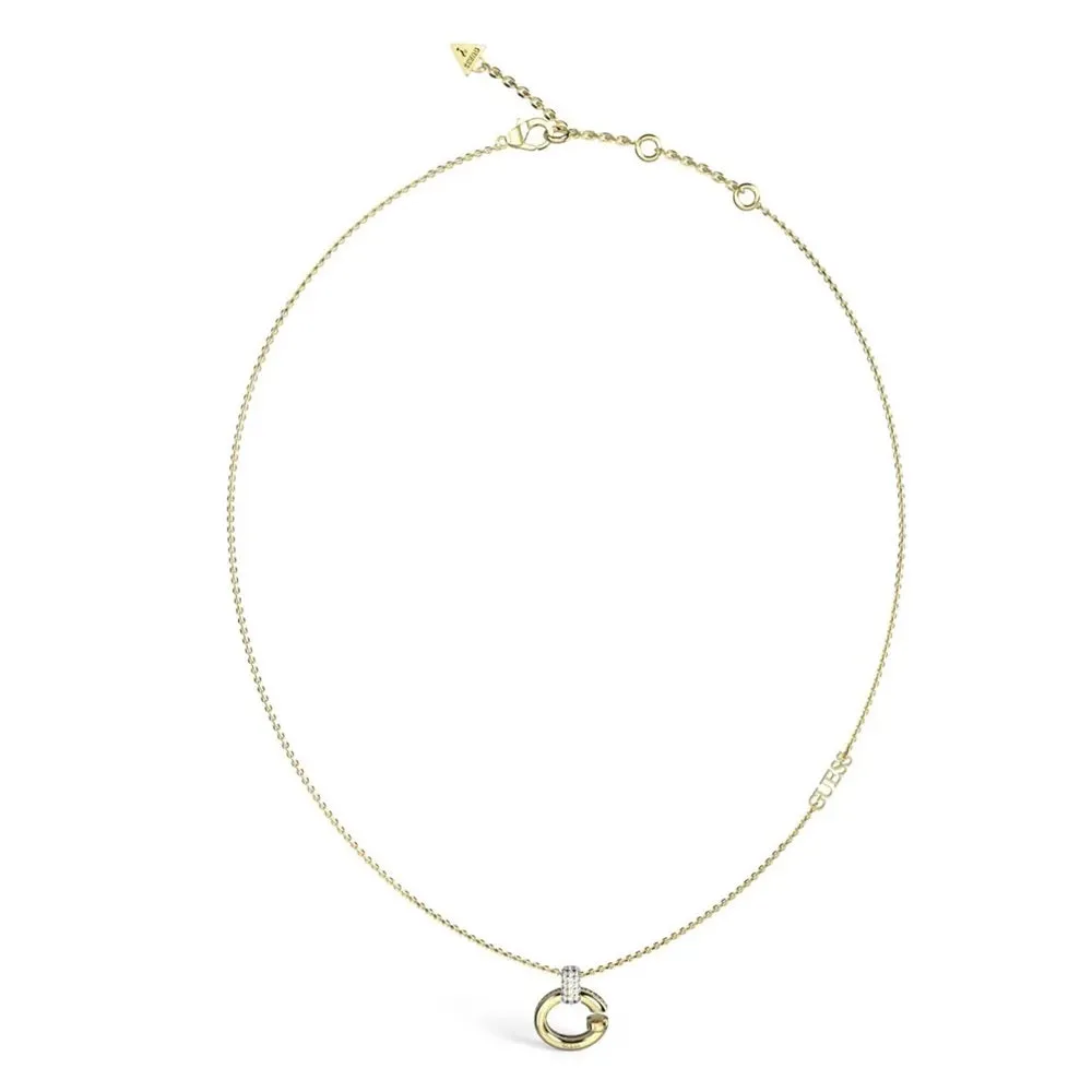 Guess Gold Tone Crystal G Logo Necklace JUBN04518JWYGT