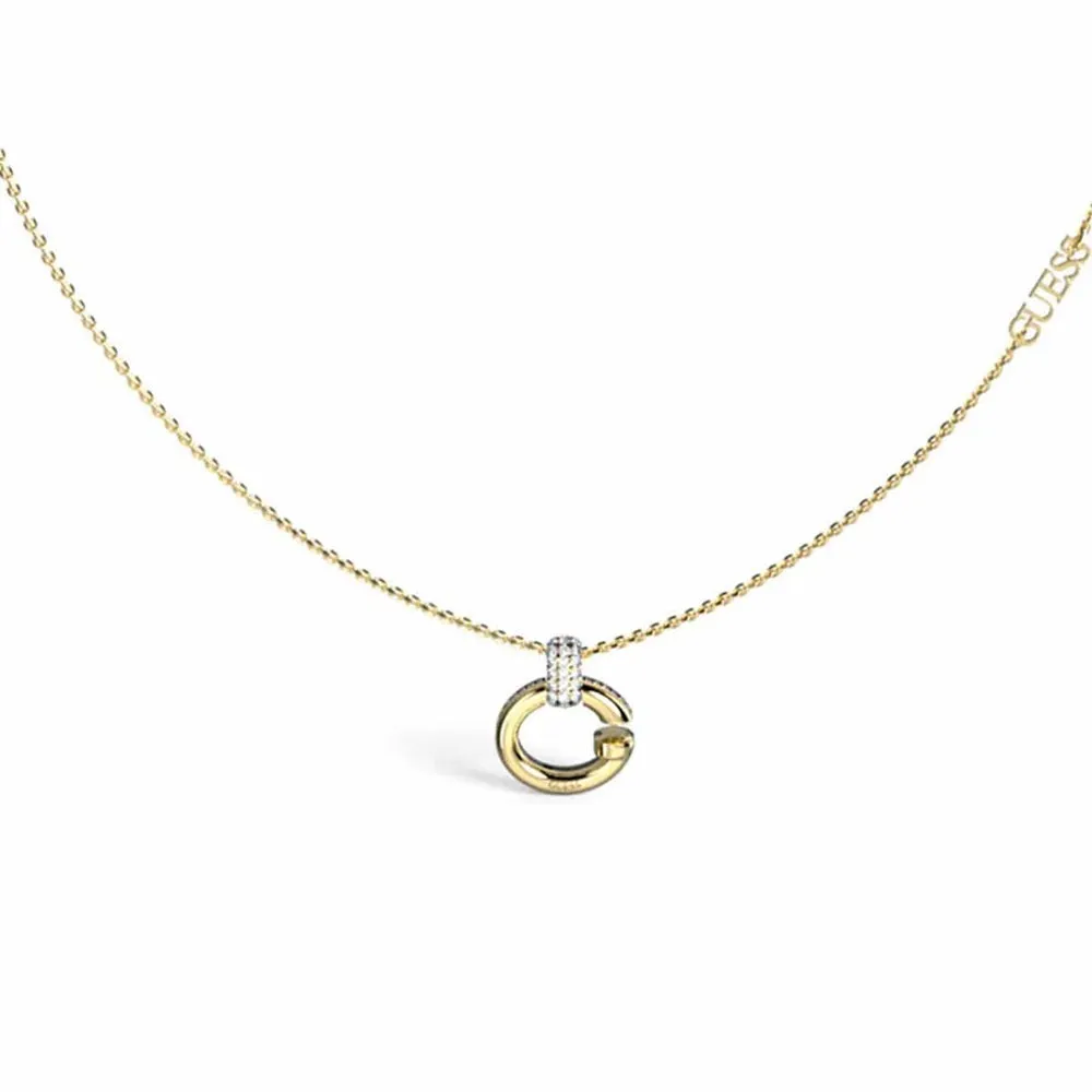 Guess Gold Tone Crystal G Logo Necklace JUBN04518JWYGT