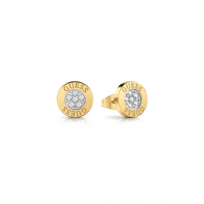 Guess Gold Tone Crystal Stud Earrings UBE02158YG