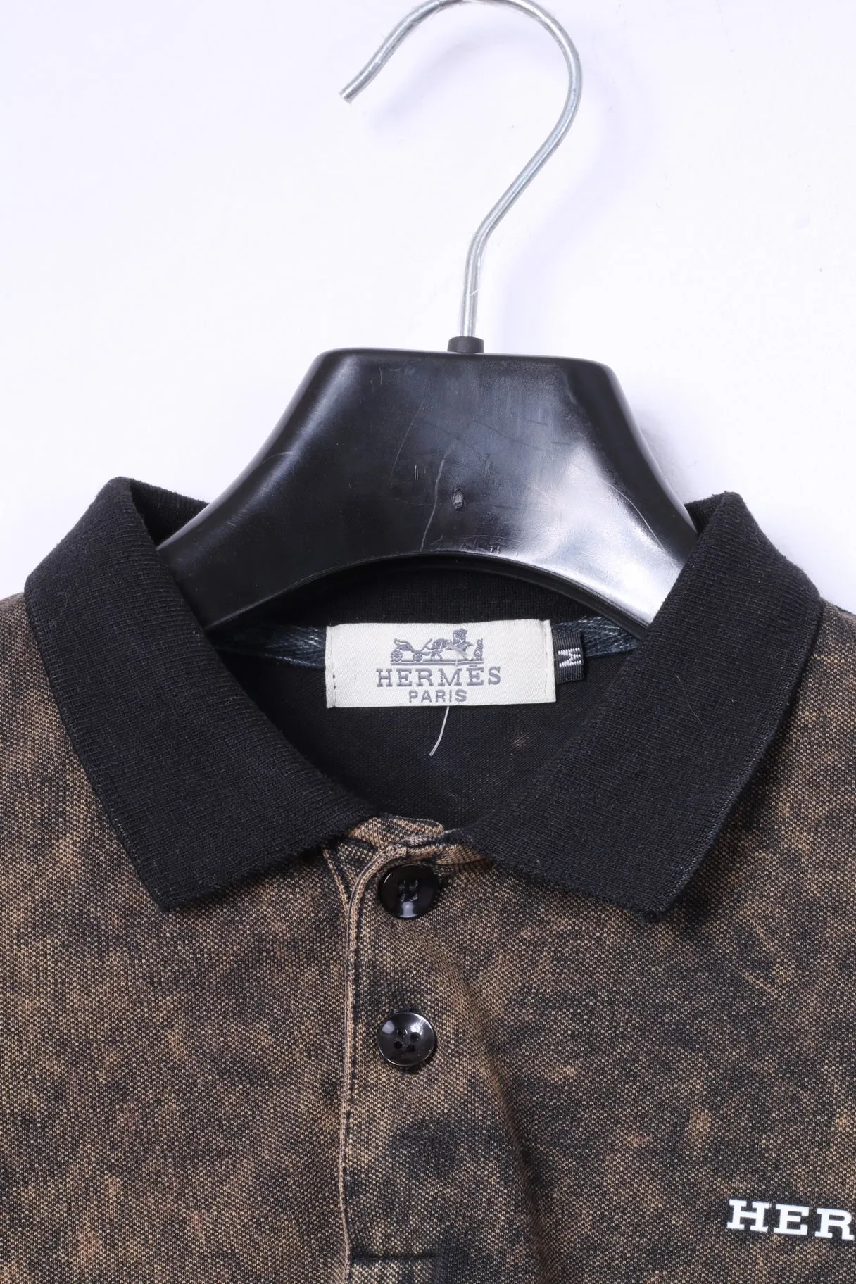 Hermes Paris Womens M Polo Shirt Brown Cotton