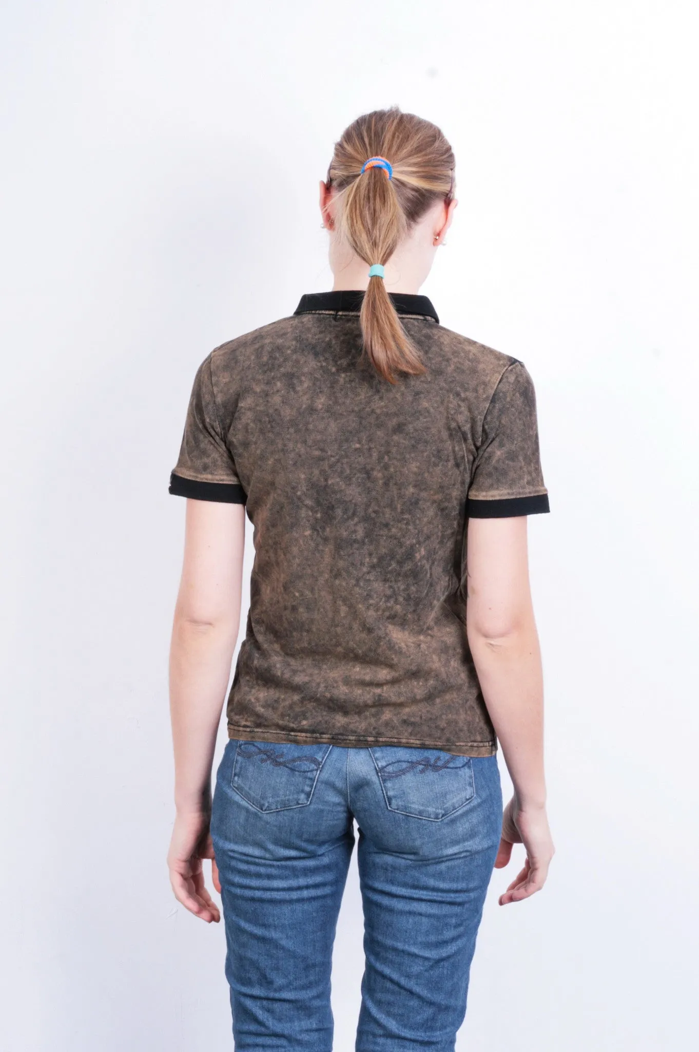 Hermes Paris Womens M Polo Shirt Brown Cotton