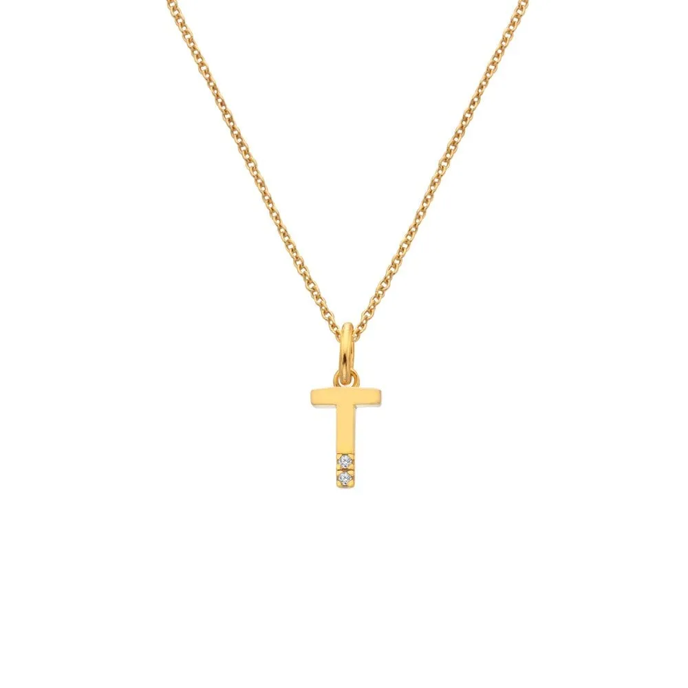 Hot Diamonds Initial T Gold Plated Silver Pendant DP958