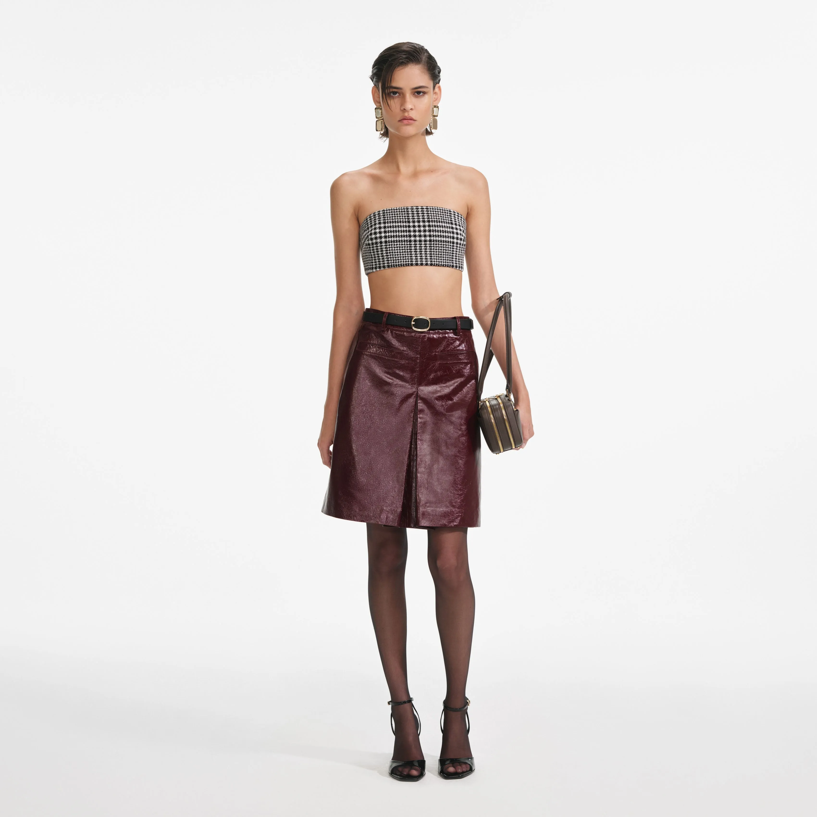 Houndstooth Bandeau Top Self Portrait
